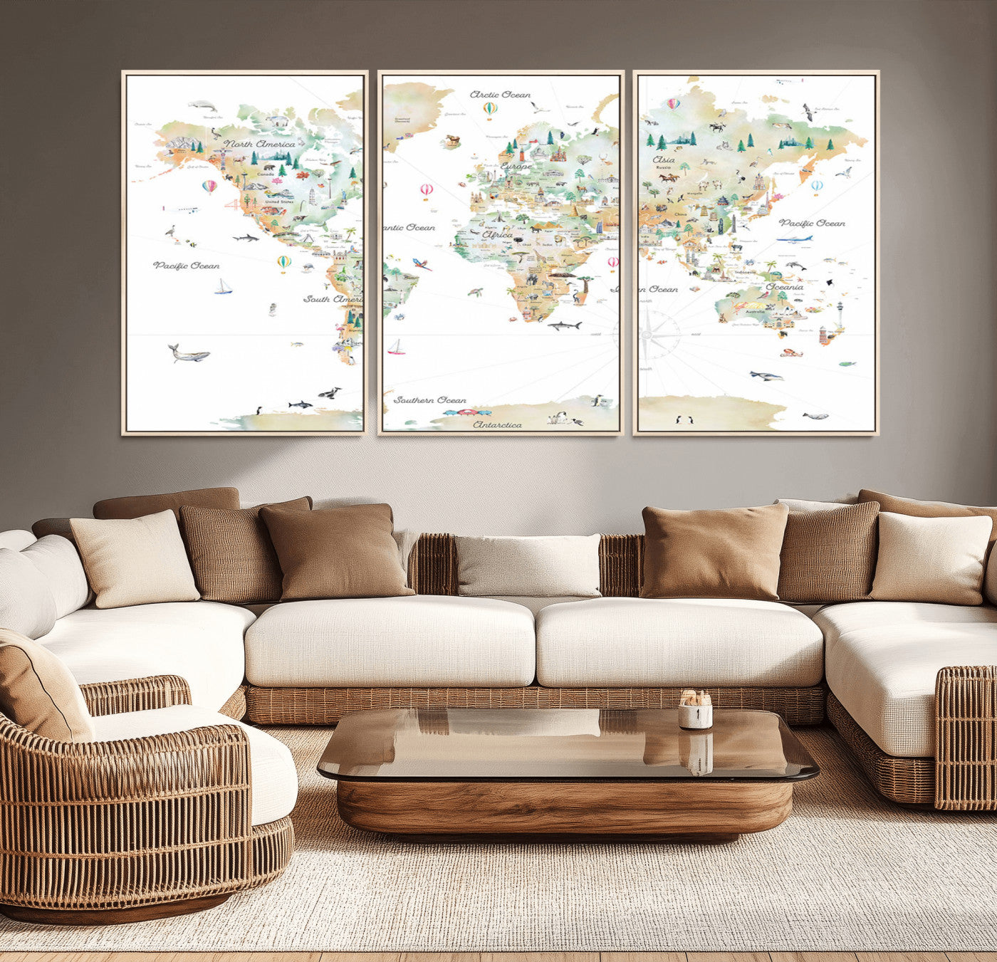 MGV-FC-60X30-3P - Push Pin World Map Canvas Print – Framed Wall Art for Couples to Track Their Travels – Anniversary