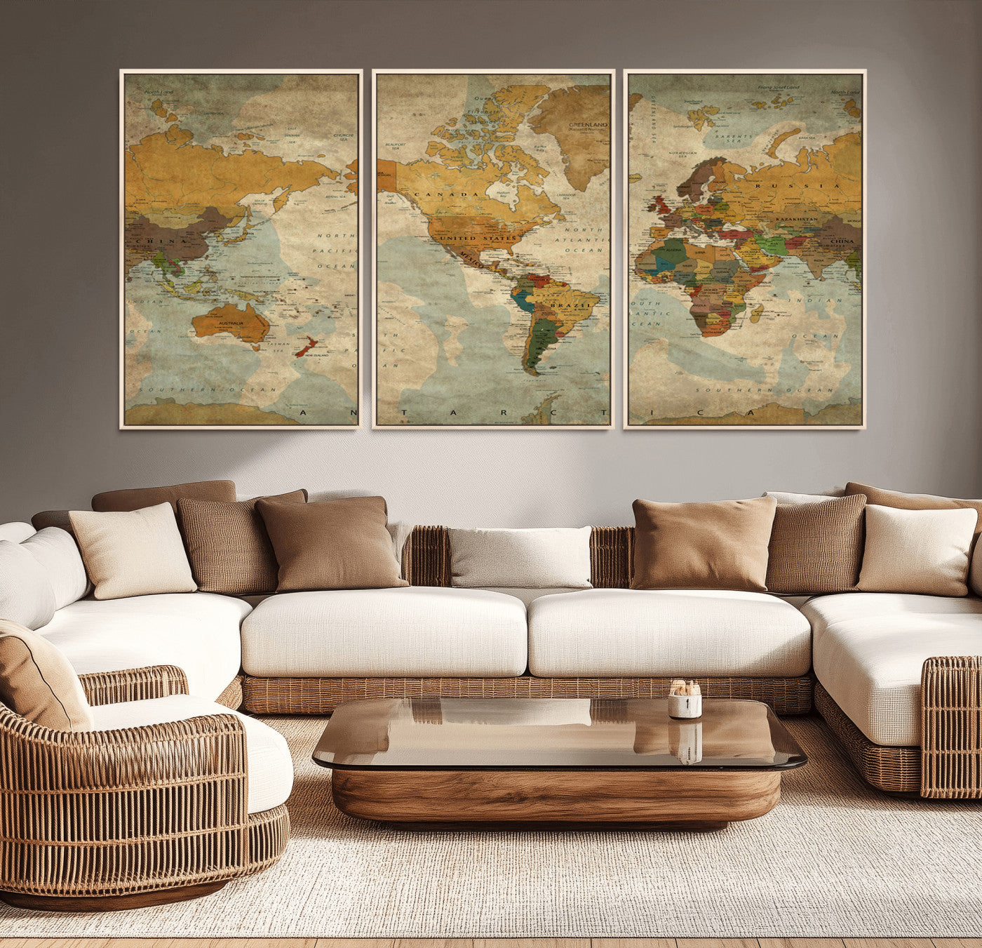 52482-MGV-CV-36X24-Push Pin World Map Canvas Print – Framed Travel Tracker Wall Art for Couples, Romantic Anniversary Gift and Elegant Home Decor