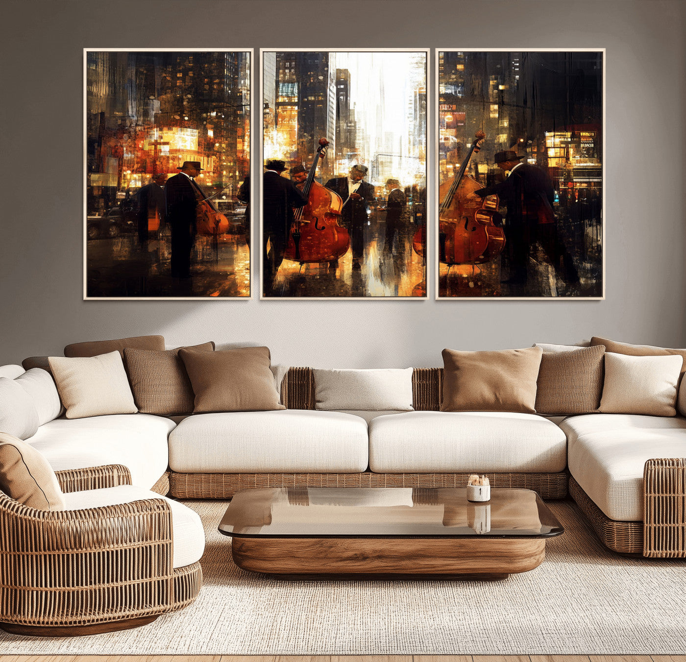 MGV-FC-60X30-3P - Abstract Jazz Art Wall Art Canvas Print - Framed Abstract Music Canvas - Colorful Instrument Poster