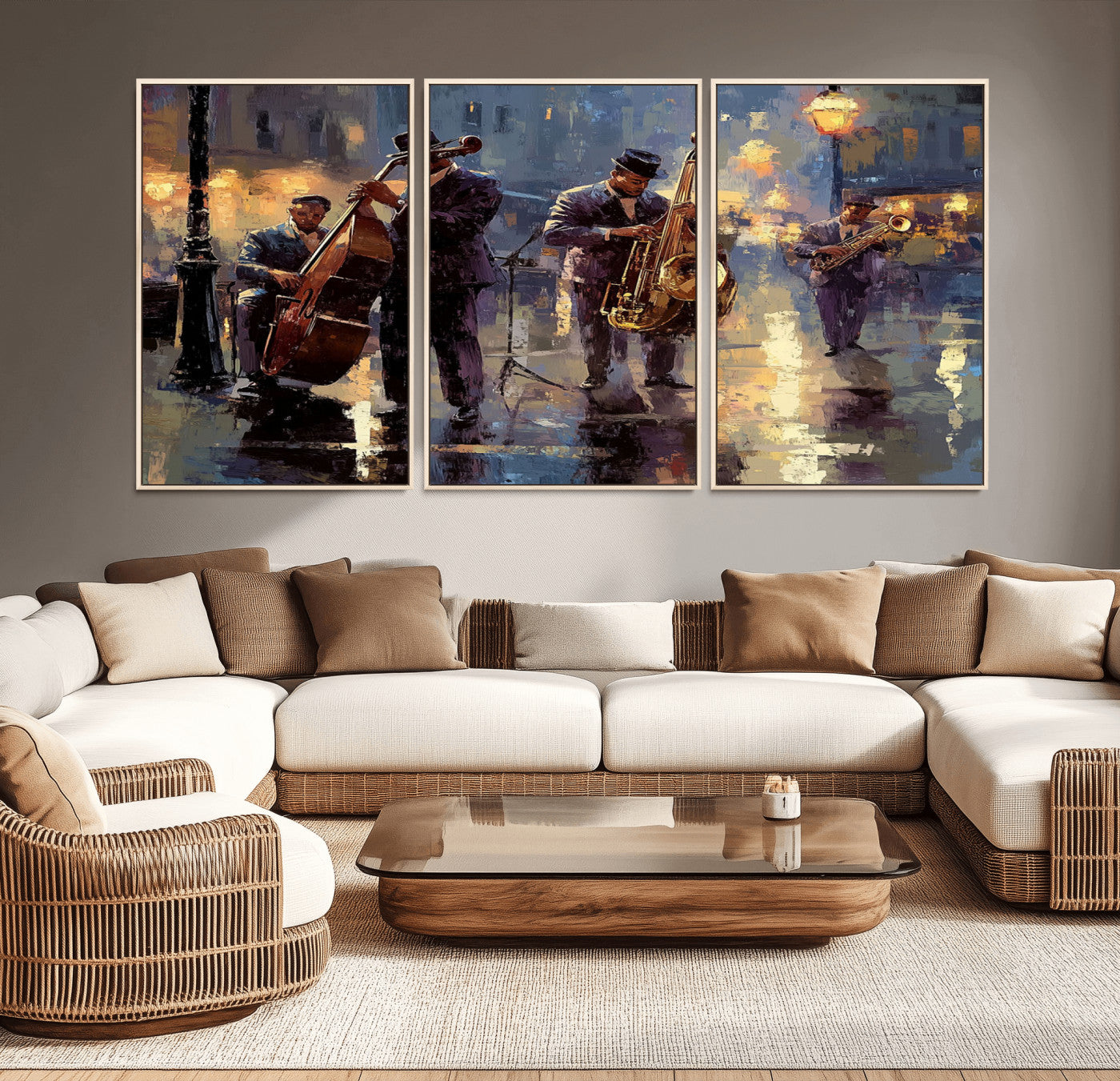 79232-MGV-CV-36X24-Afro Abstract Jazz Music Canvas Print - African American Wall Art - Colorful Framed Afro Abstract