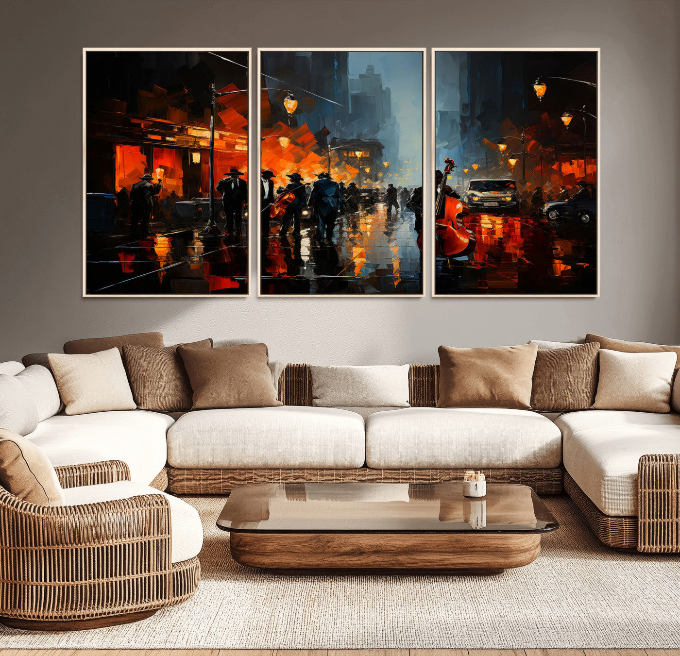 MGV-FC-60X30-3P - Winston Porter Jazz Wall Art - African American Music Canvas - Abstract Colorful Music Art - Framed