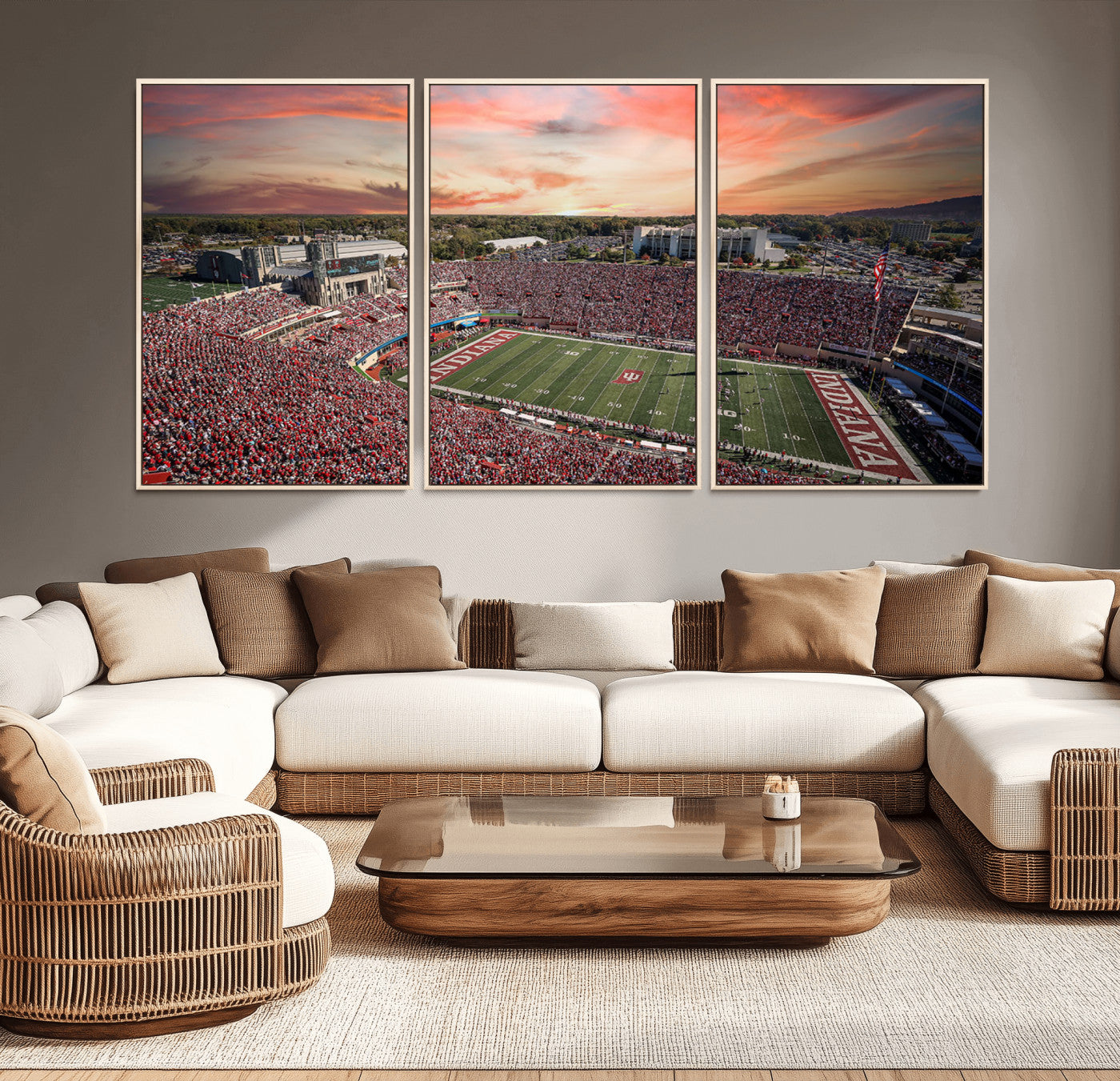 MGV-FC-60X30-3P - Indiana Memorial Stadium Wall Art Canvas Print, Framed Studium Canvas Art, Indiana Memorial Stadium