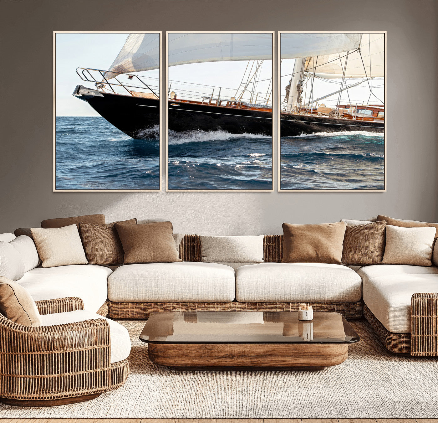 97168626-MGV-CV-36X24 - Boat Yacht Wall Art – Ocean Waves & Sailing Adventure Canvas Print, Nautical Elegance & Marine Journey for Living Room or Luxury Decor
