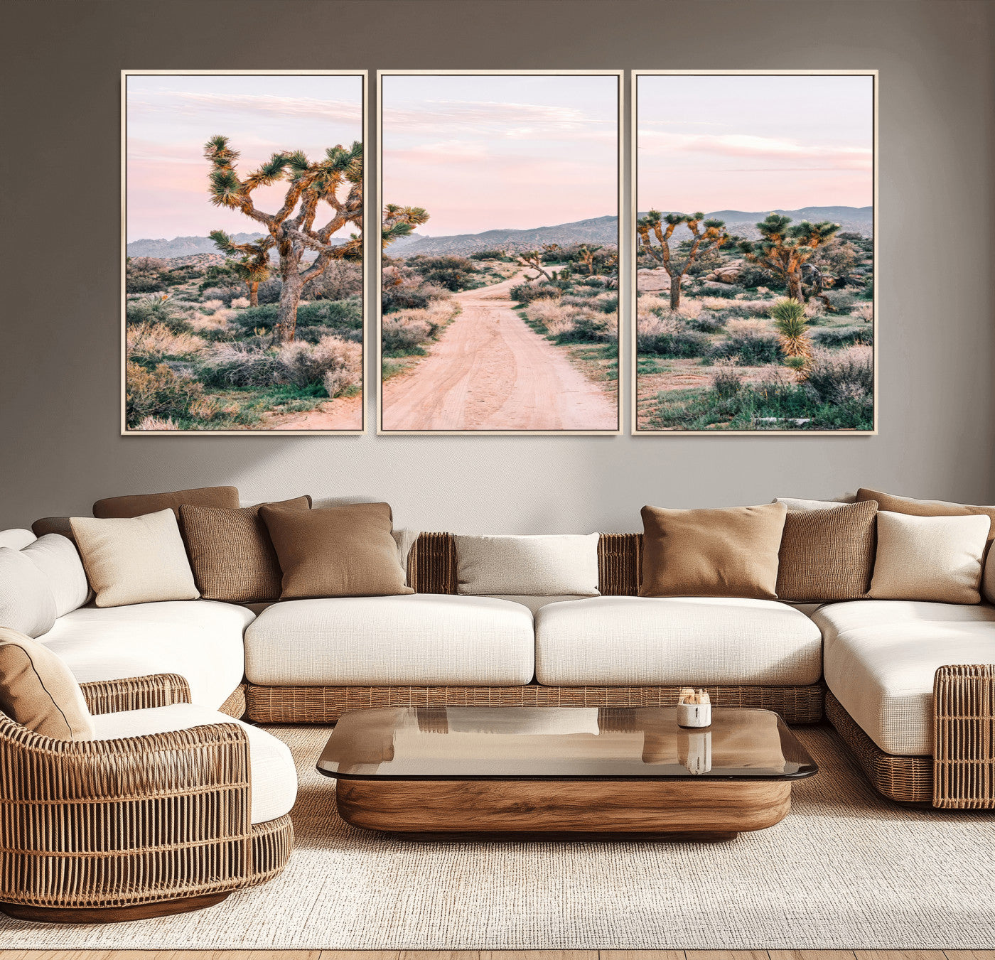 12540952-MGV-CV-36X24-Joshua Tree Wall Art Canvas Print – Framed Desert Road Scene with Sunset Artwork for Home, Office, Living Room