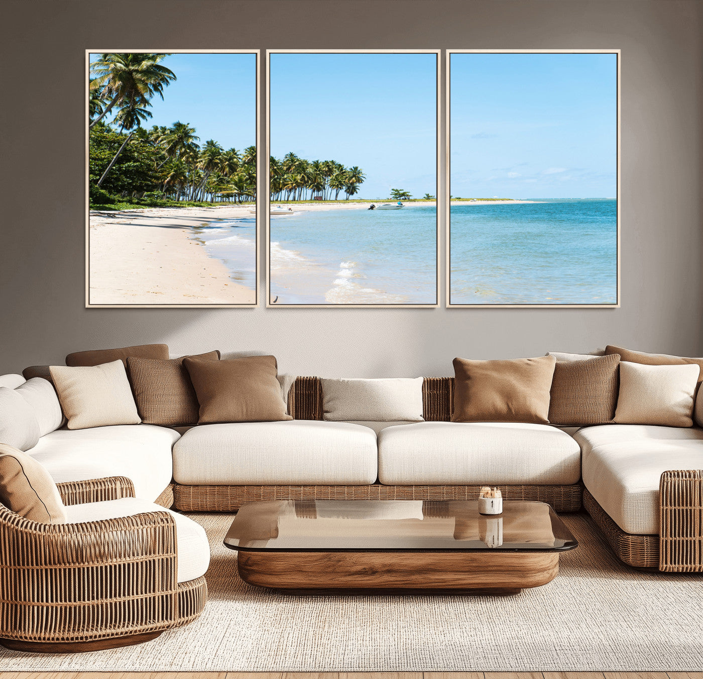 37858872-MGV-CV-36X24 - Palm Tree Paradise Coastal Wall Art – Beach Scene and Ocean Breeze Canvas Print Tranquil Tropical Shore Decor for Living Room, Bedroom or Office
