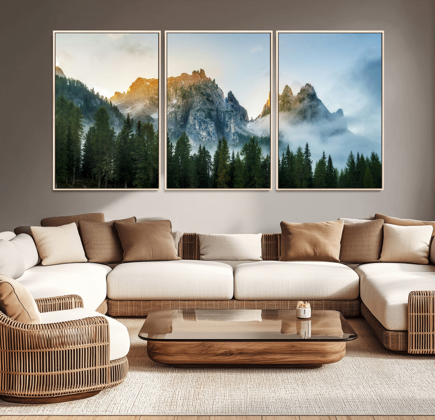 21145440-MGV-CV-36X24-Wilderness Wall Art Canvas Print – Misty Forest Nature Landscape Photography Rustic Scenic Artwork for Home, Office