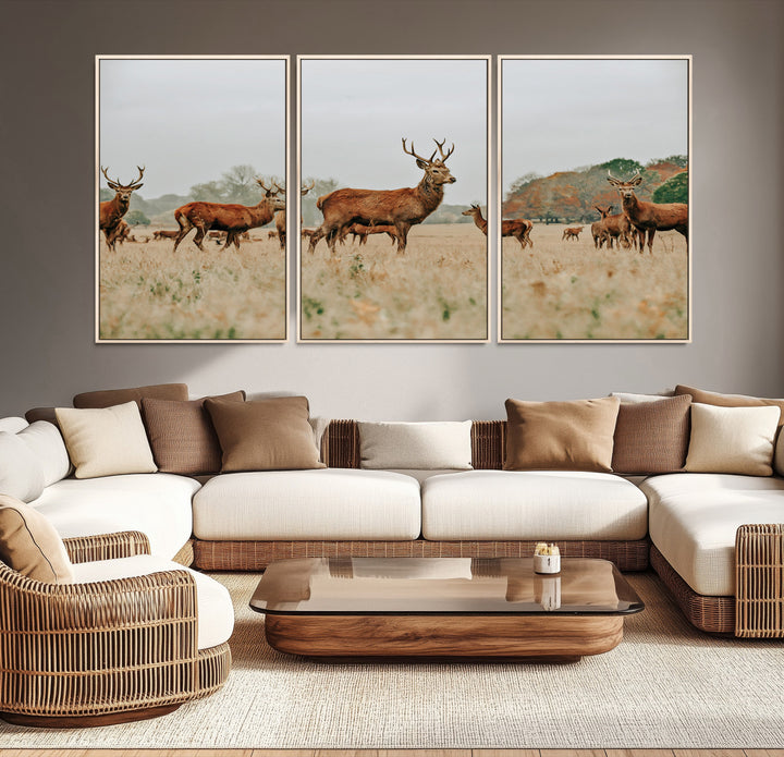 Rustic Deer Print Wall Art Canvas Print
