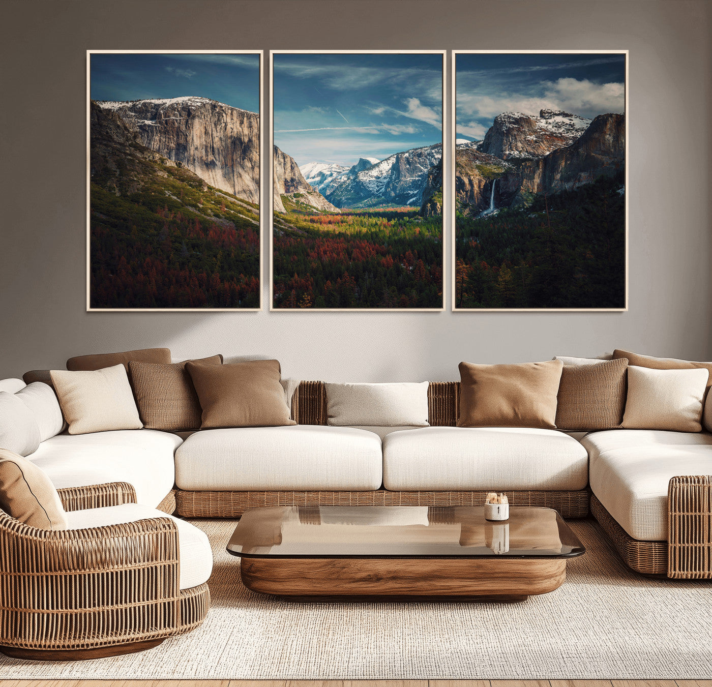 15244033-MGV-CV-36X24-Yosemite National Park Wall Art Canvas Print – Framed Mountain Landscape El Capitan Rustic Nature Artwork for Home, Office