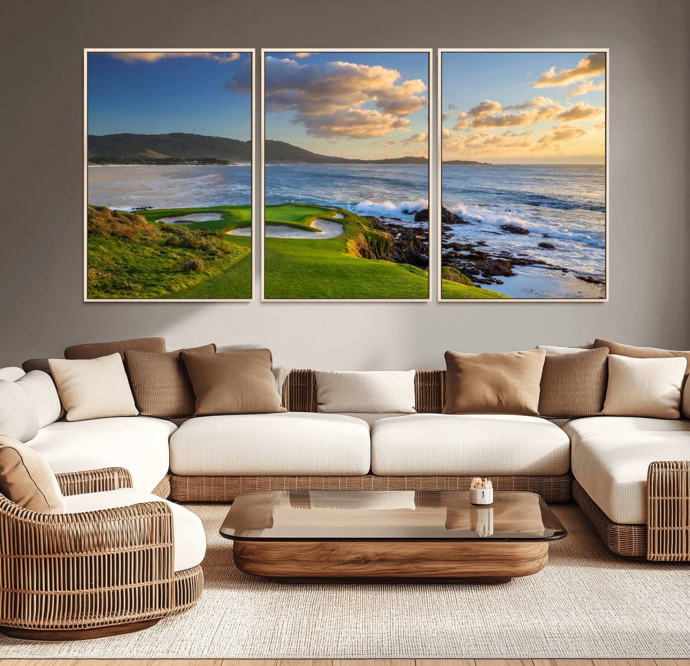 50107048-MGV-CV-36X24-Pebble Beach Golf Links Wall Art Canvas Print – Iconic Coastal Golf Course Artwork, Perfect for Office, Man Cave, or Golf Lover’s Decor