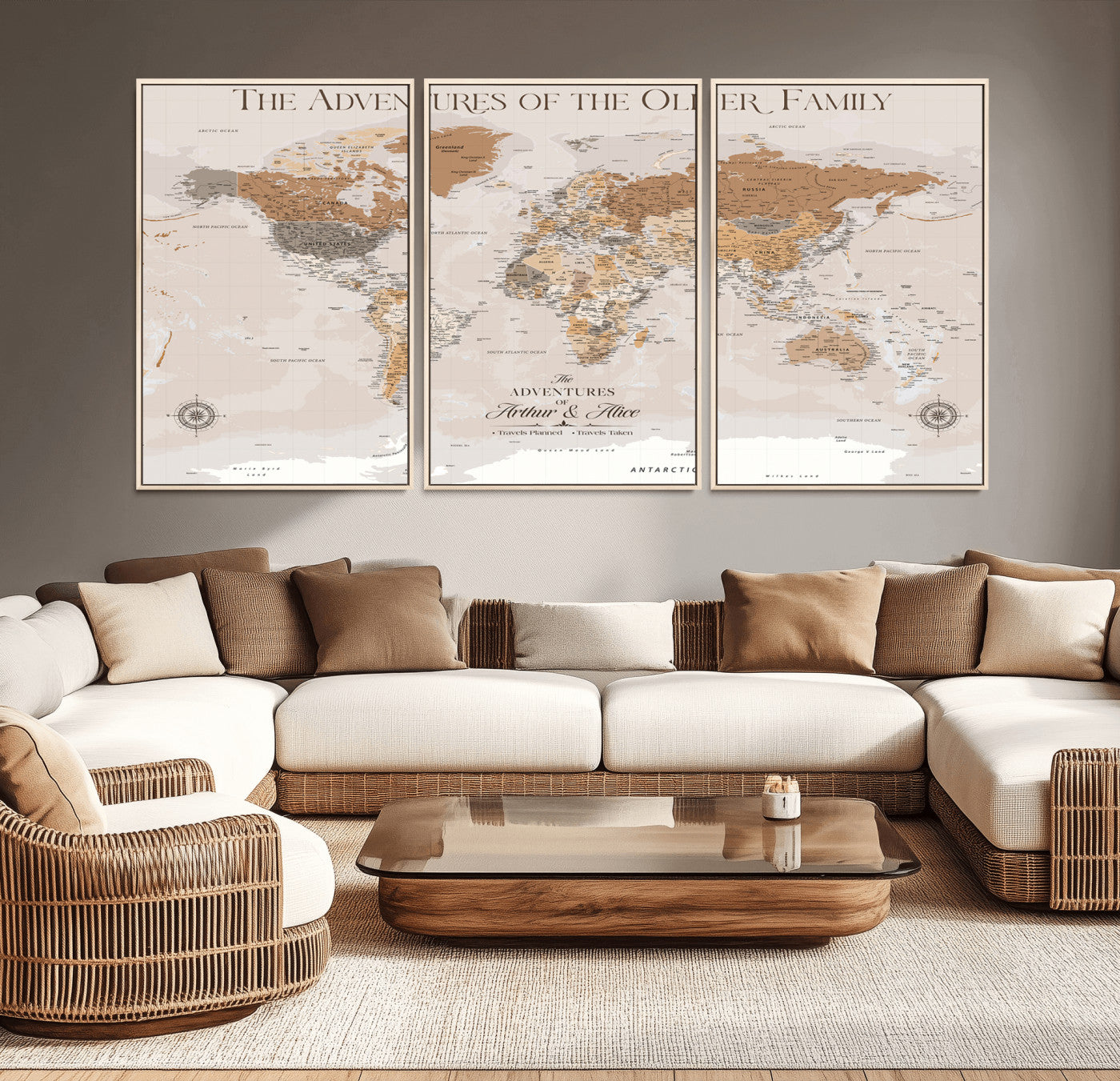 43101120-MGV-CV-36X24-Personalized Push Pin World Map Canvas – Custom Framed Travel Tracker Wall Art, Large Adventure Map with Pins for Home, Office