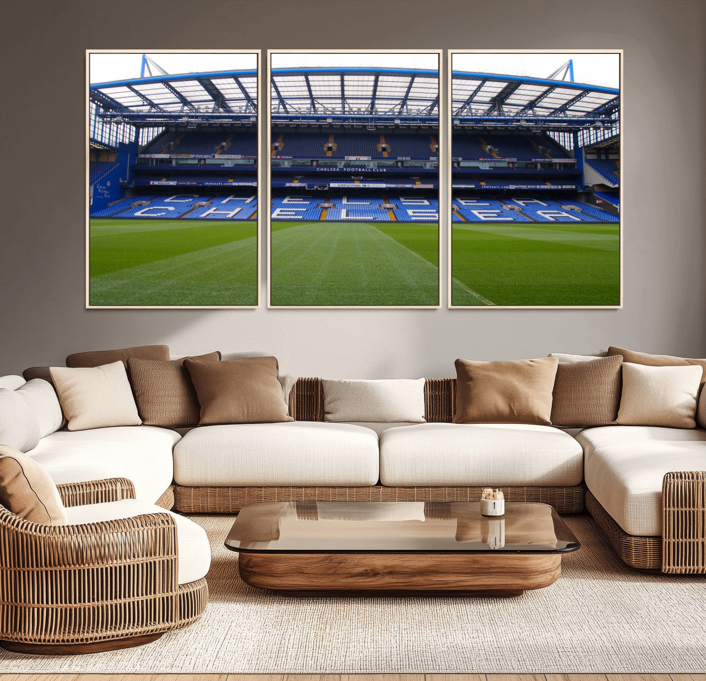 38616413CHELSA-MGV-CV-36X24-Stamford Bridge Chelsea Football Stadium Canvas Wall Art Print – Immersive Stadium Experience for
