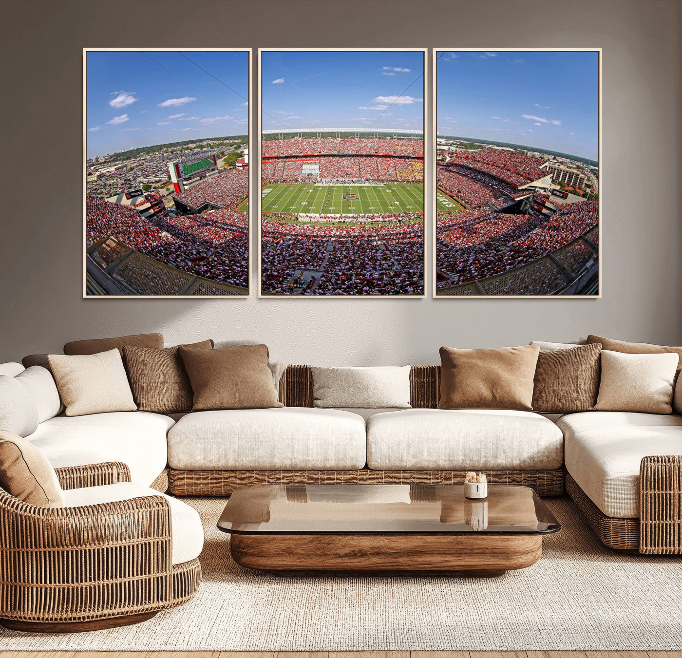 29492070-MGV-FC-60X30-3P - William Brice Stadium Wall Art Canvas Print – Stadium Crowd Sports Field Outdoor Event Football Game Artwork for Home Office