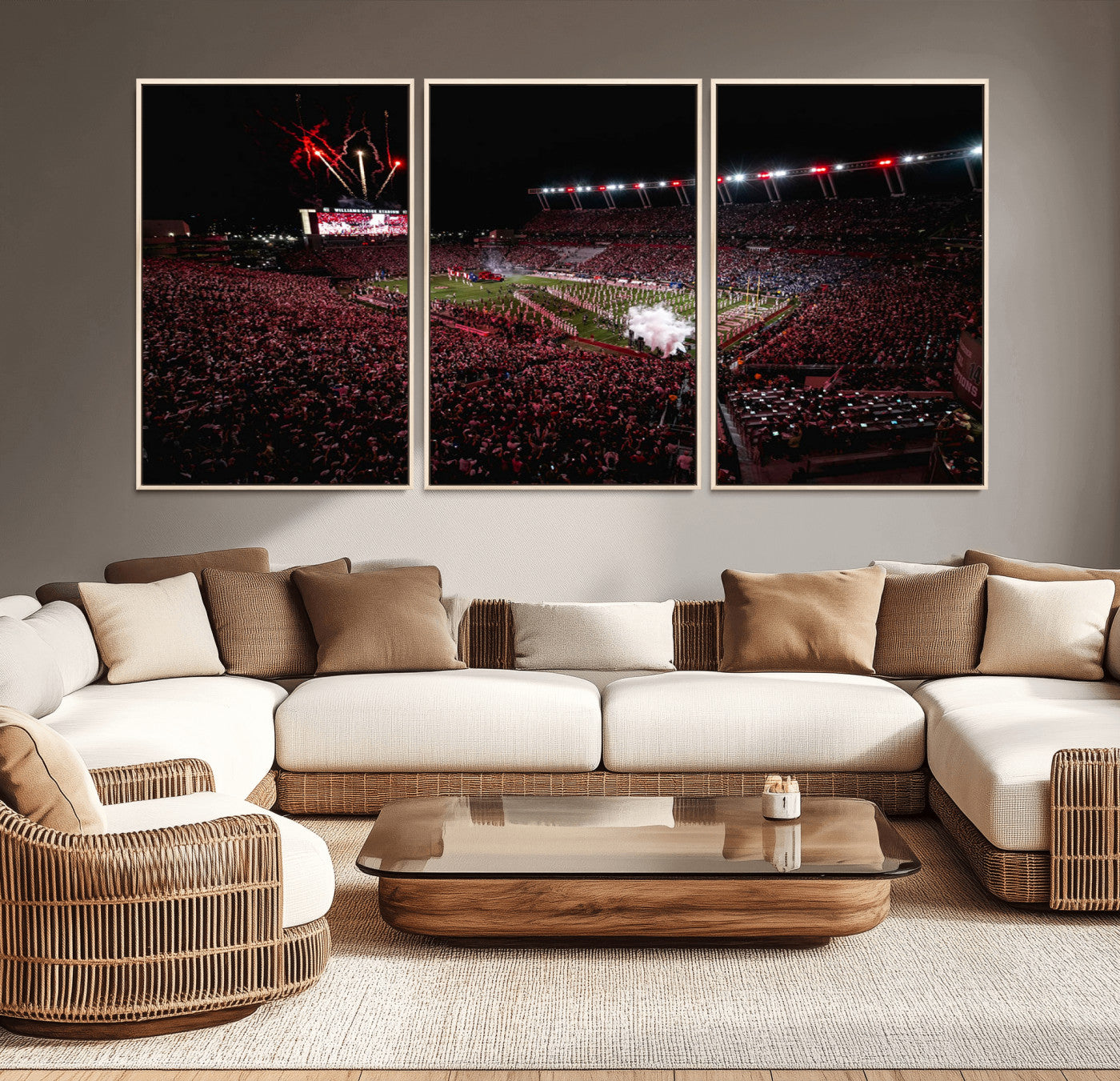 60690191-MGV-FC-60X30-3P - William Brice Stadium Wall Art Print – Baseball Game Room Artwork Print for Basement Dorm, Home, Office
