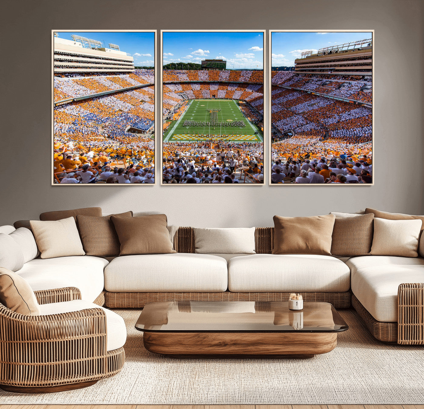 77097951-MGV-CV-48X32-3P-Tennessee Neyland Stadium Wall Art, Sports Arena Canvas Print, Panoramic Stadium Artwork for Home, Office