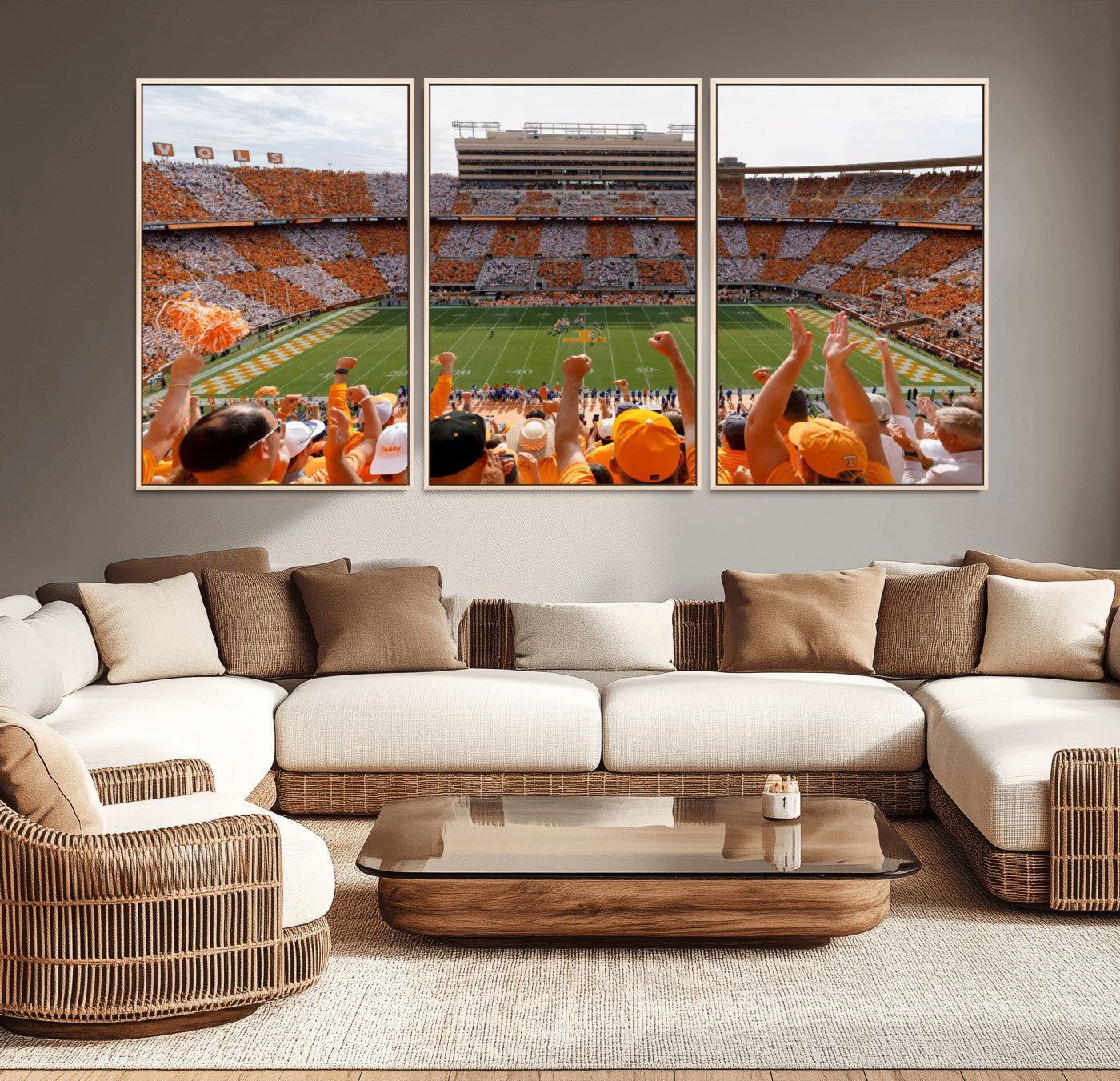 76011417-MGV-FC-60X30-3P - Tennessee Neyland Stadium Wall Art, Sports Arena Canvas Print, Panoramic Stadium Artwork for Home, Office