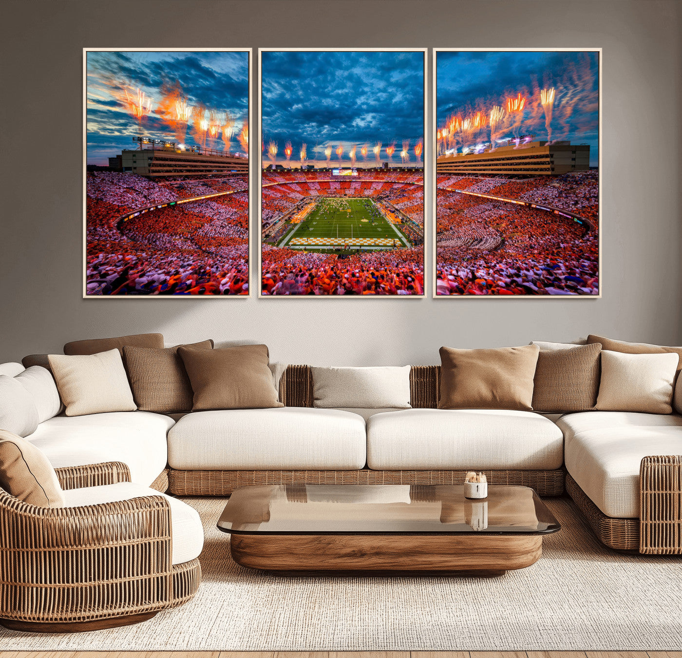 94266219-MGV-CV-36X24-Tennessee Neyland Stadium Wall Art, Sports Arena Canvas Print, Panoramic Stadium Artwork for Home, Office