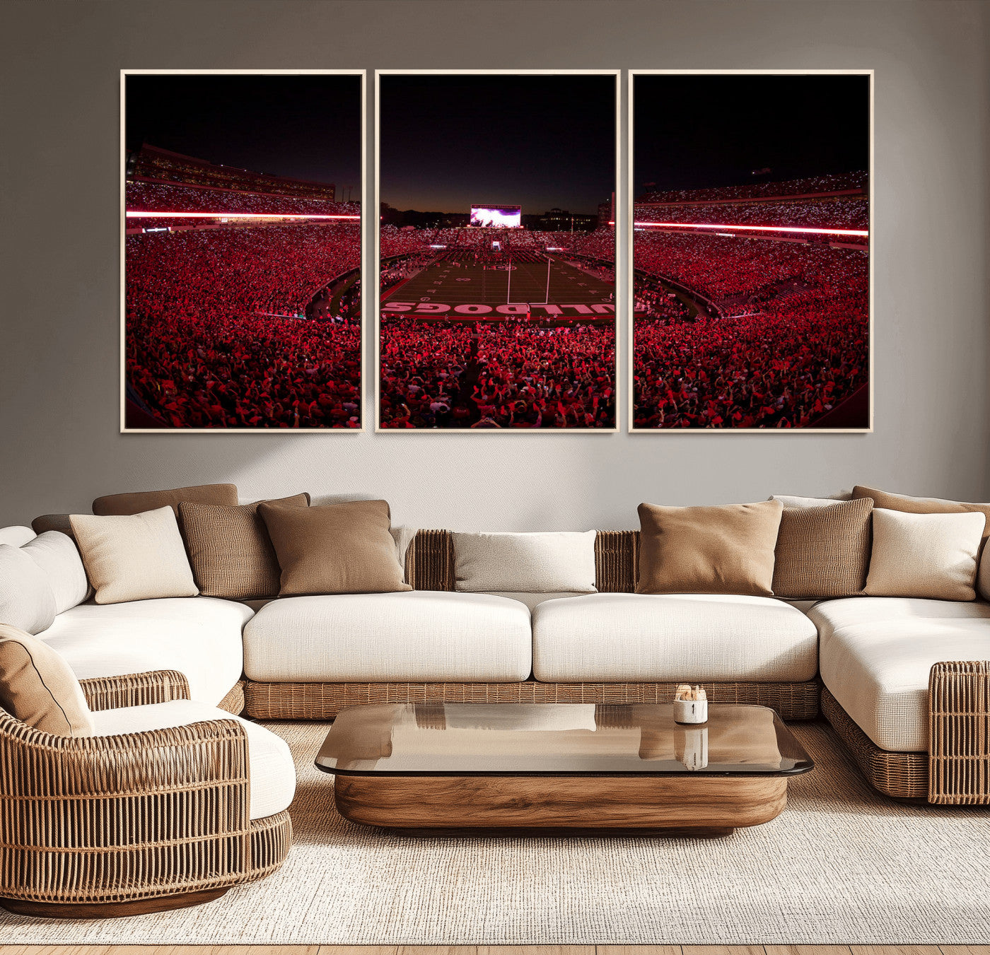 Dooley Stadium Wall Art Print, Sports Arena Canvas Wall Art, Dooley Field at Sanford Stadium Canvas Print, Modern Athletic Field Art Printing