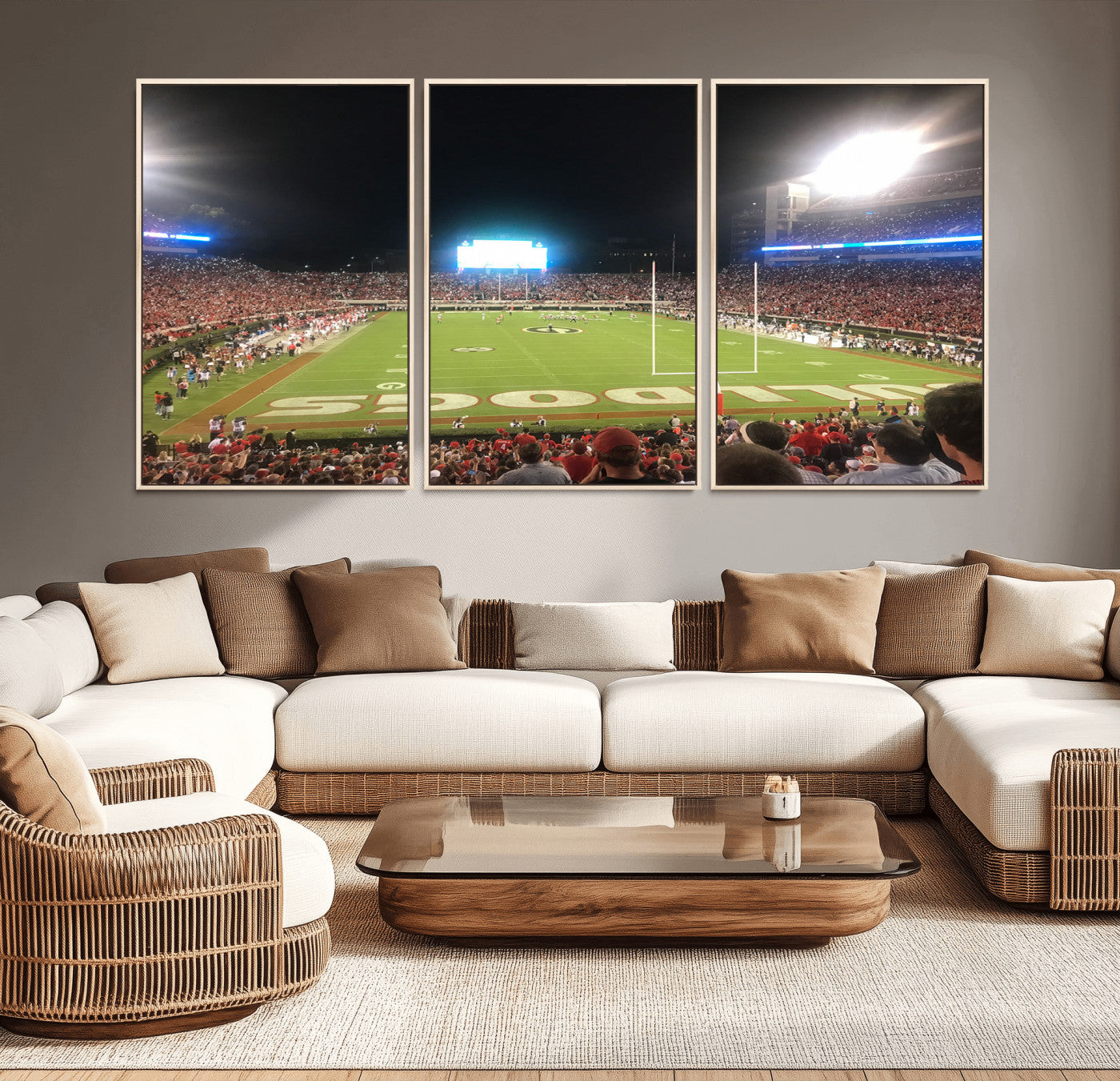 16230786-MGV-FC-60X30-3P - Dooley Stadium Wall Art, Sports Arena Panoramic Canvas Print, Modern Stadium Landscape Artwork for Home, Office