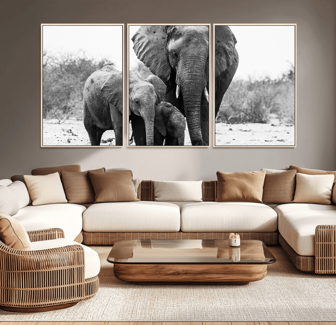 75636-MGV-CV-36X24-Elephant Family Africa Wall Art Canvas Print