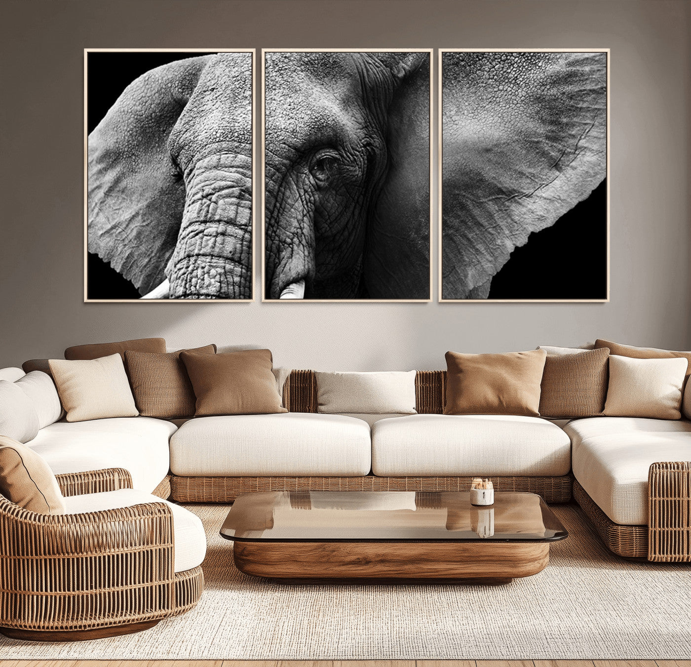 27820-MGV-CV-36X24-Big Elephant Close Up Wall Art Canvas Print