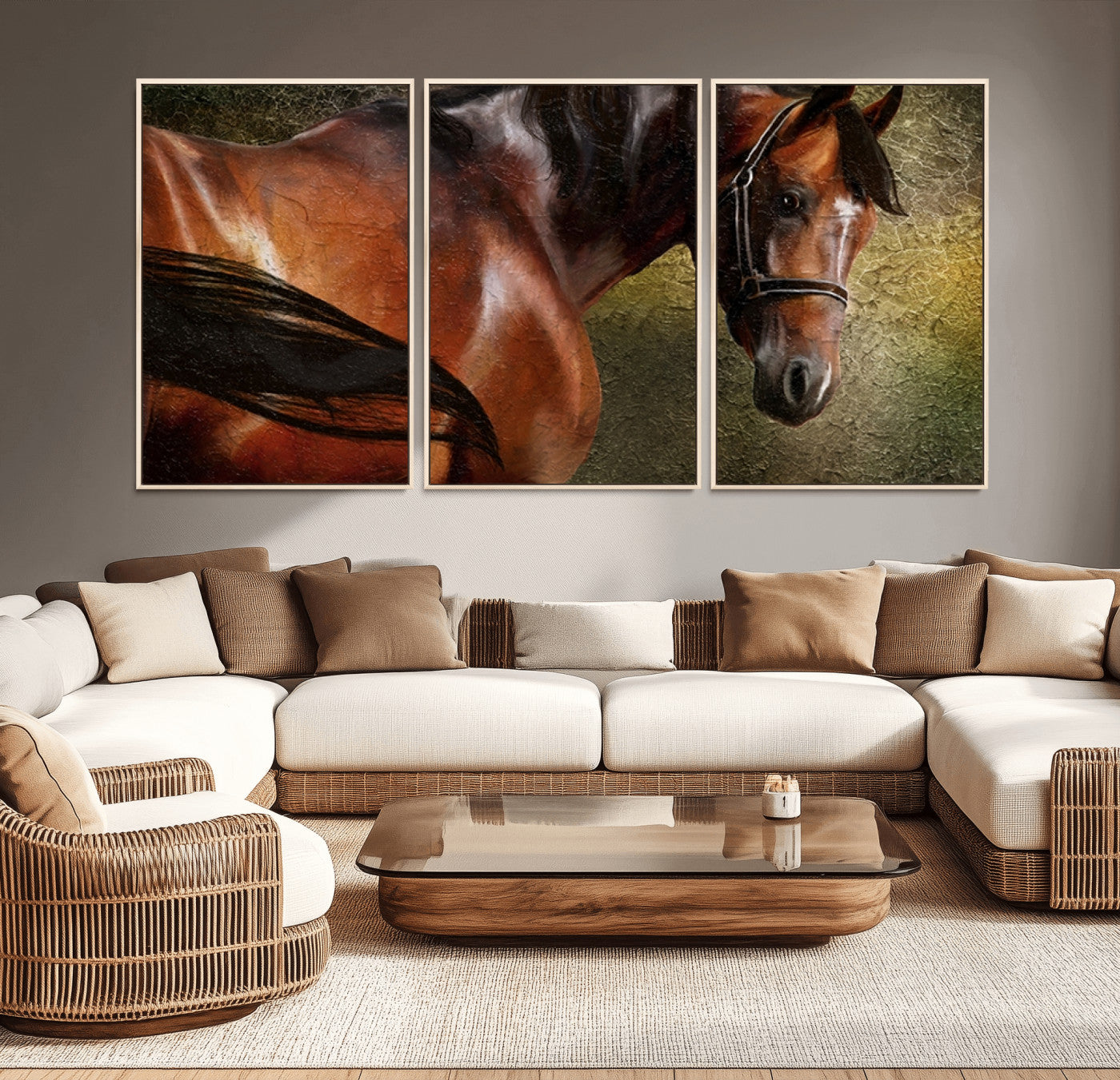 76810-MGV-CV-36X24-Majestic Brown Horse Wall Art Canvas Print – Framed Equestrian Artwork with Elegant Stallion Artwork for Home or Office Decor