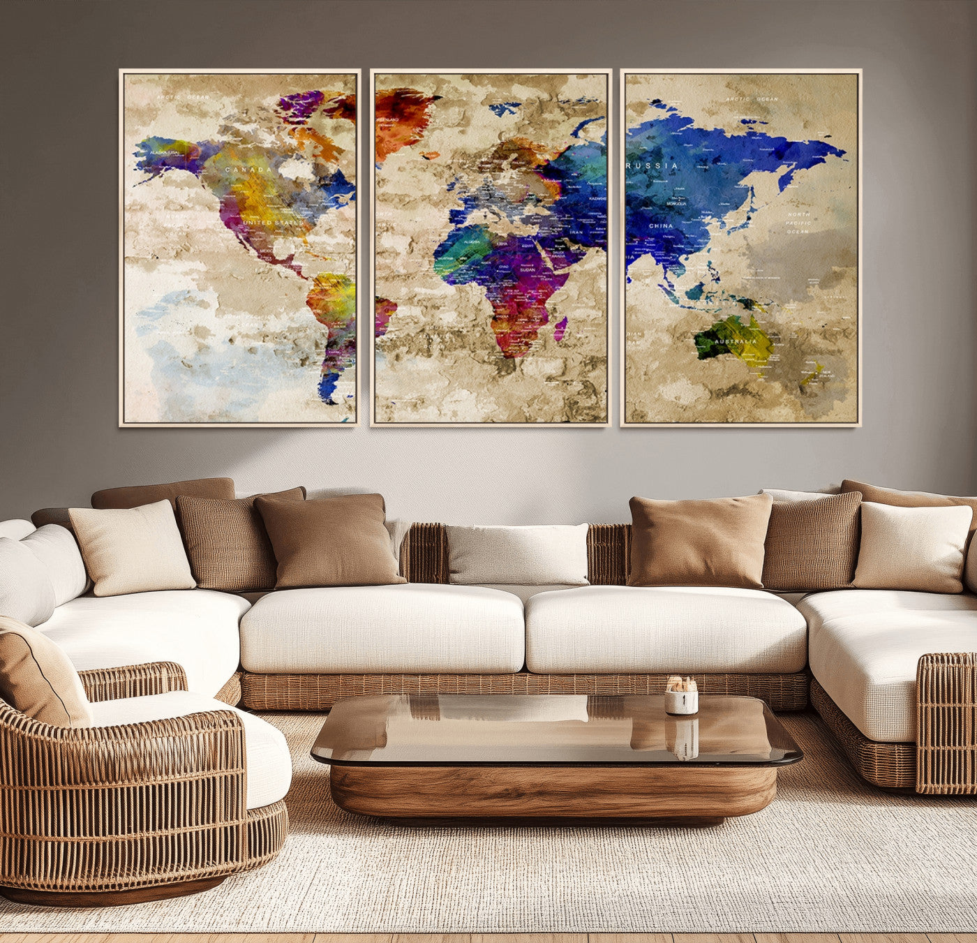 -World Map Wall Art Canvas Print for Home and Office Decor