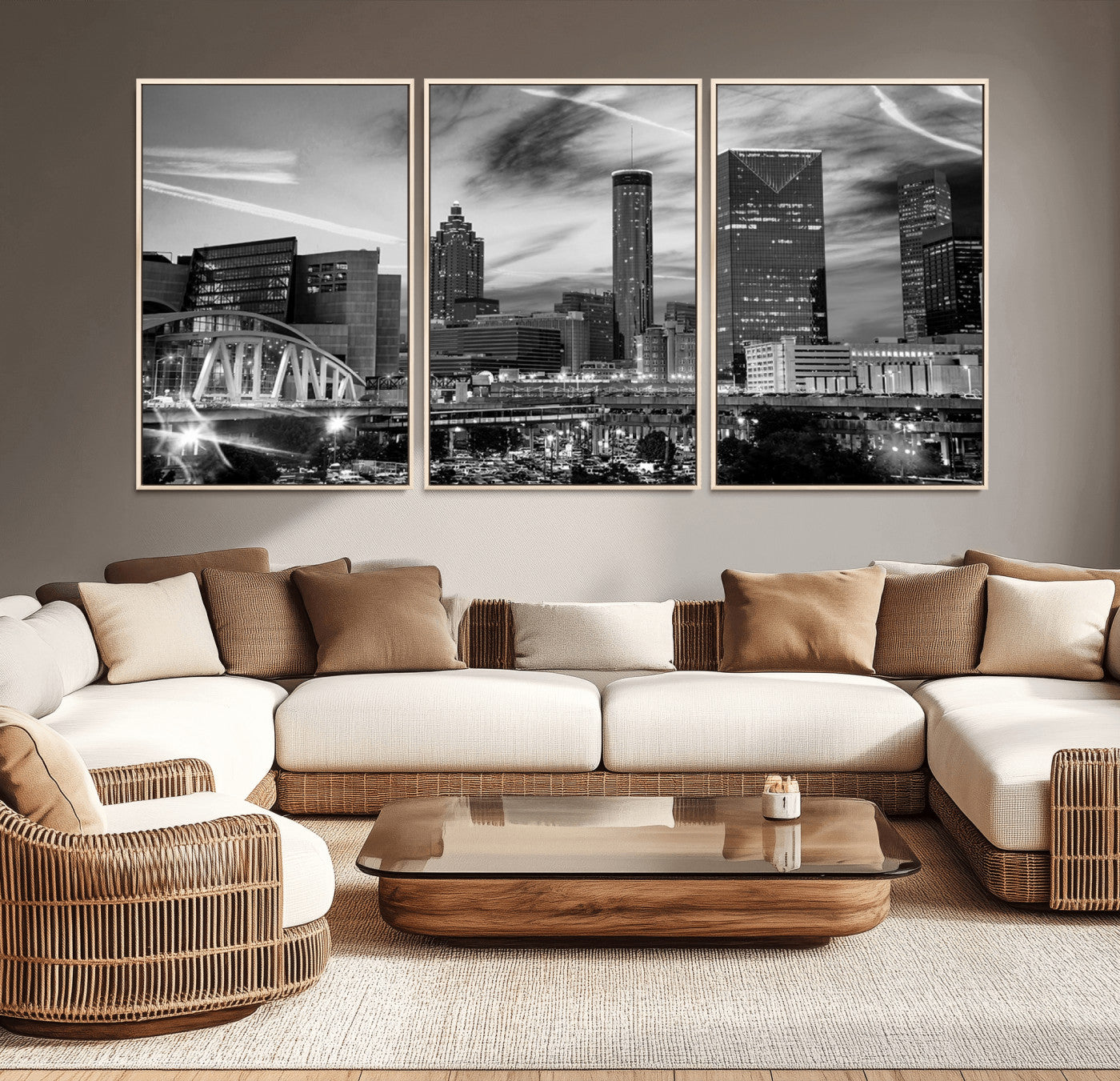 34800-MGV-CV-36X24-Black and White Atlanta Wall Art Canvas Print