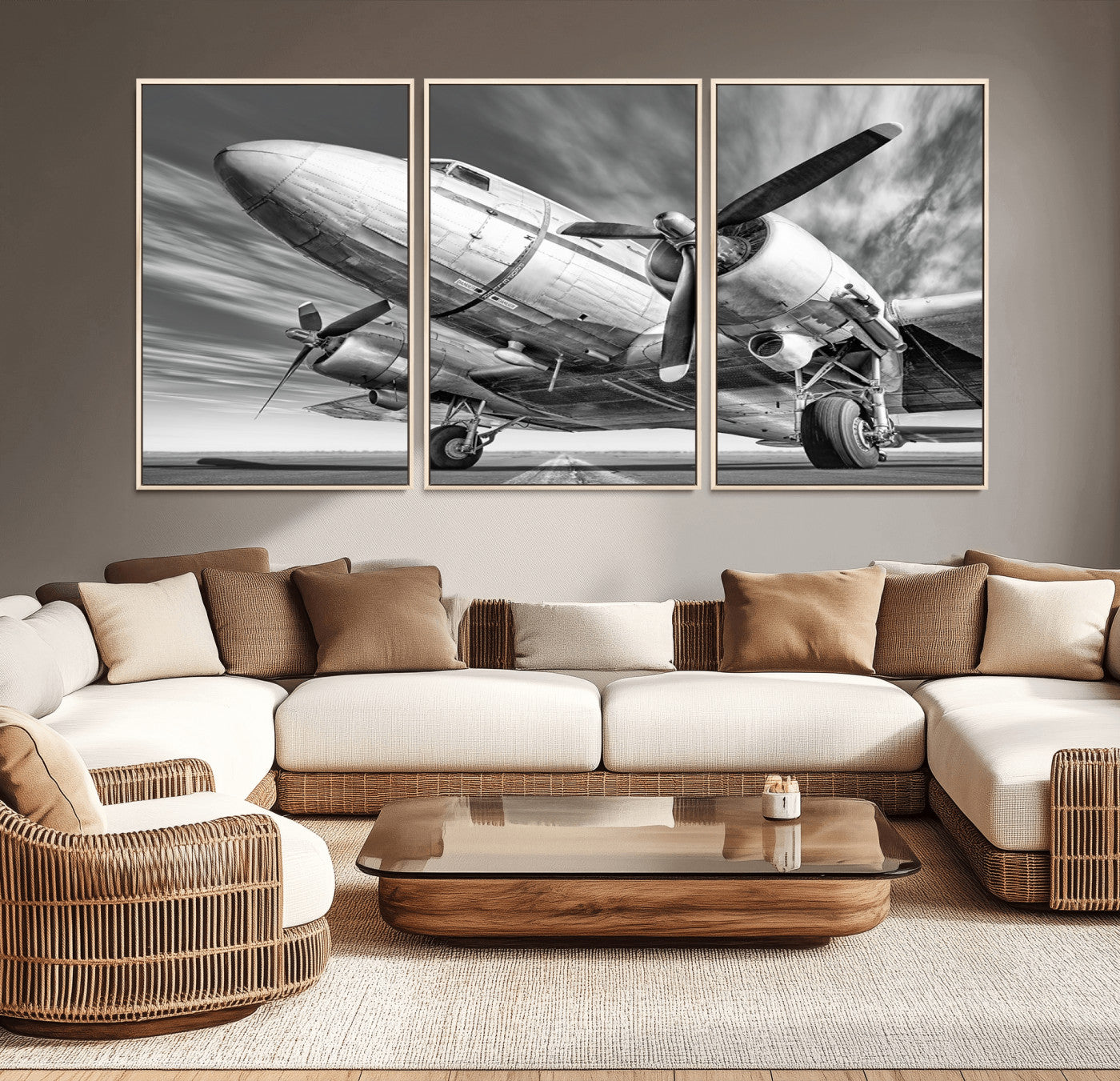 82744-MGV-CV-36X24-Vintage Airplane on Runway Canvas Print
