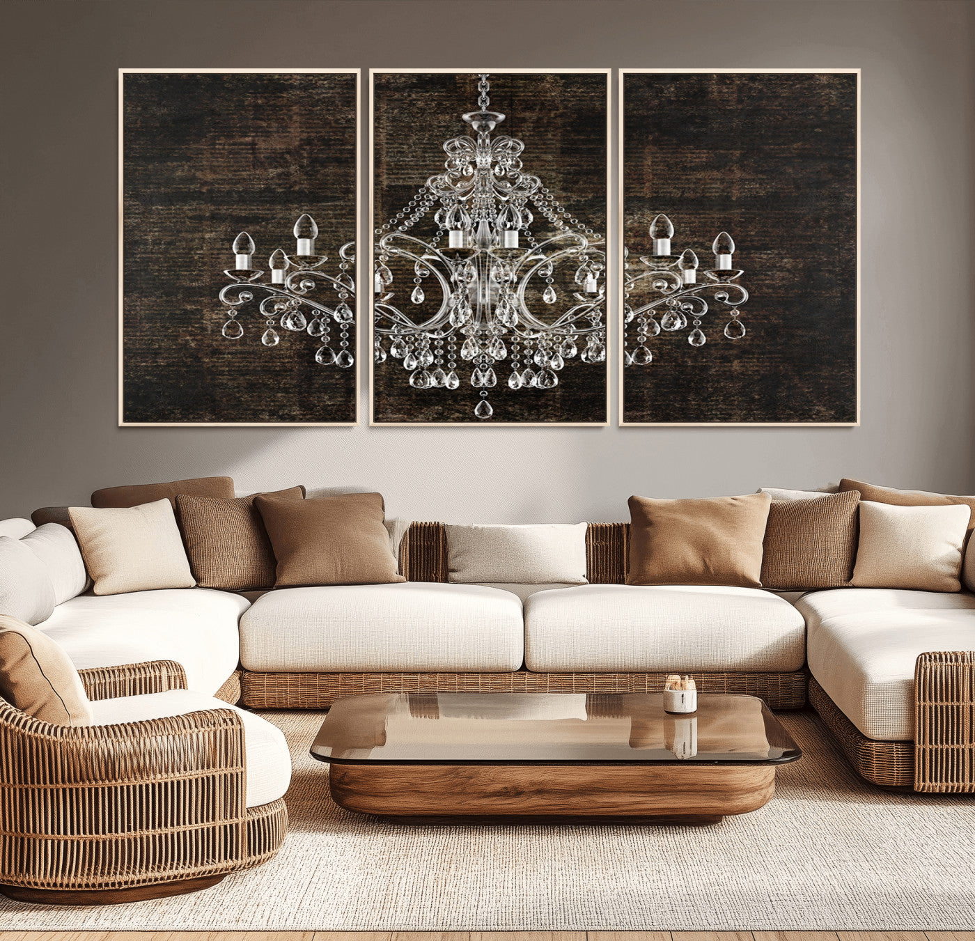 MGV-FC-60X30-3P - Rustic Chandelier Canvas Print