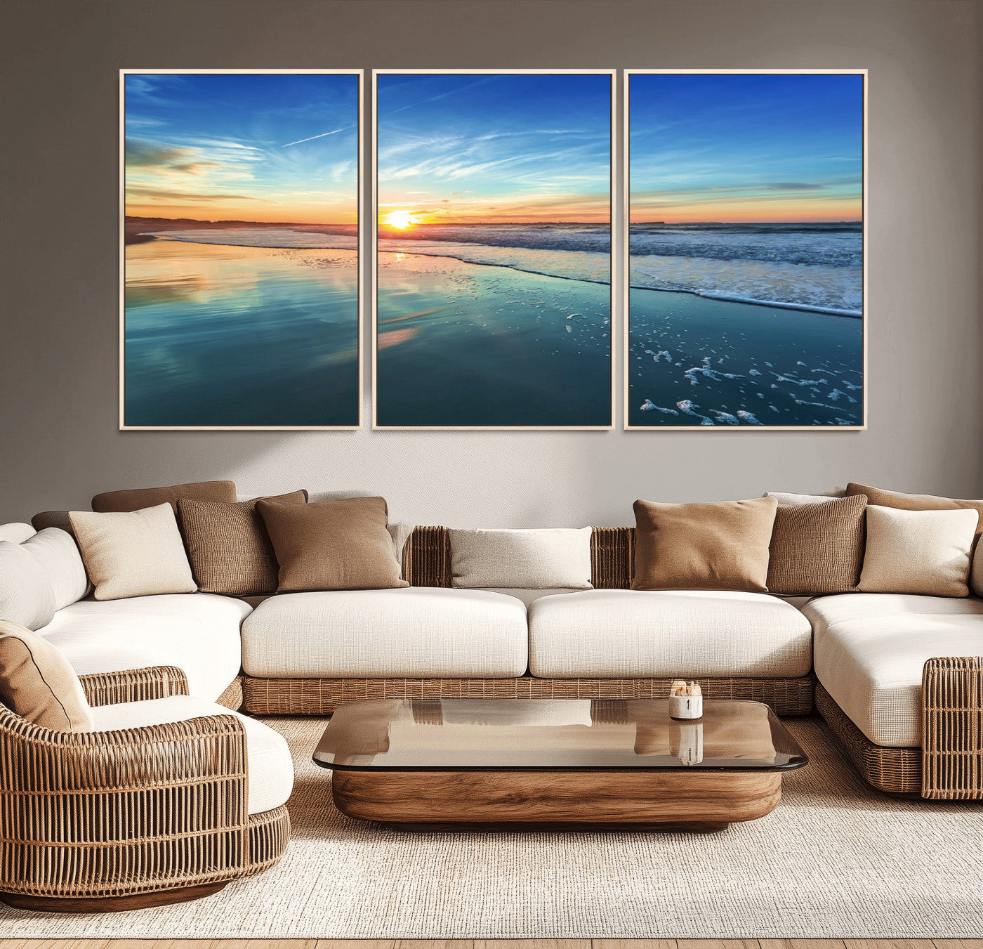 MGV-FC-60X30-3P - Blue Sky and Beach Wall Art Canvas Print