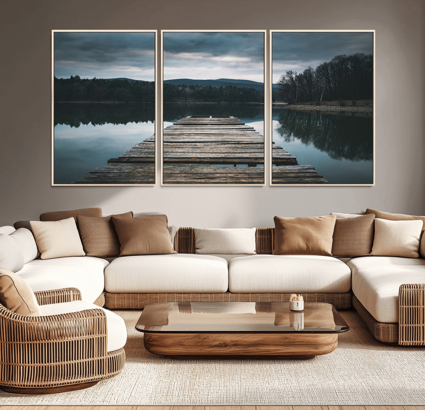 65946-MGV-CV-36X24-Wooden Bridge Near Lake Wall Art Canvas Print