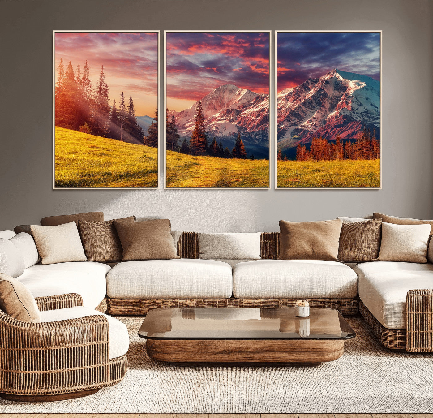 48448-MGV-CV-36X24-Mountain and Daylight Red Sunset Wall Art Canvas Print