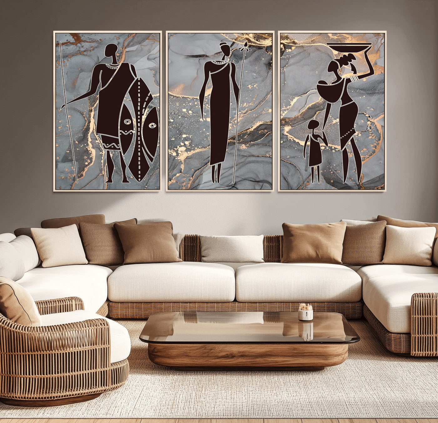 81756-MGV-CV-36X24-African American Wall Art – Elegant African Women Canvas Print, Modern Ethnic Painting for Living Room or Office Decor