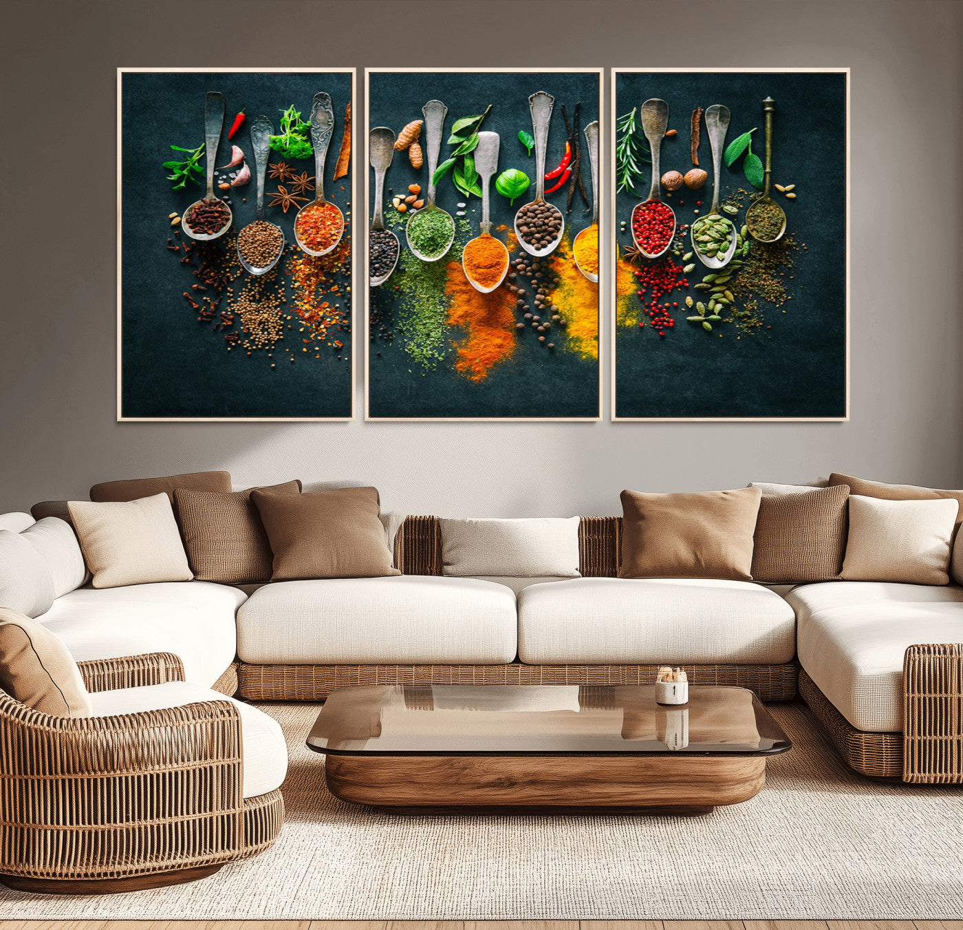 MGV-FC-60X30-3P - Herbs and Spices Kitchen Wall Art Canvas Print
