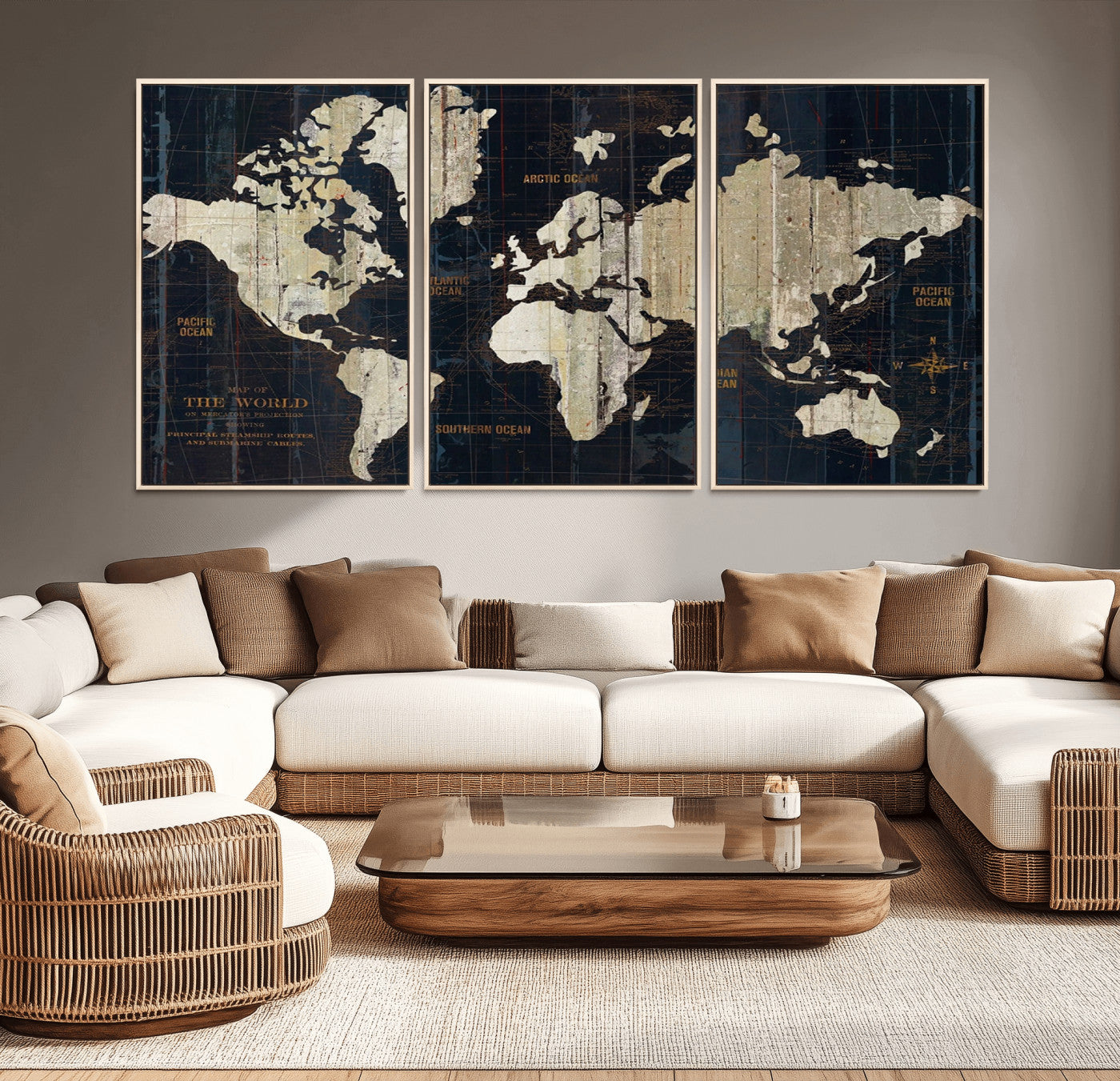 14651-MGV-CV-36X24-Push Pin World Map Canvas Print – Framed Wall Art for Couples to Track Their Travels – Anniversary Gift or Home Adventure Decor