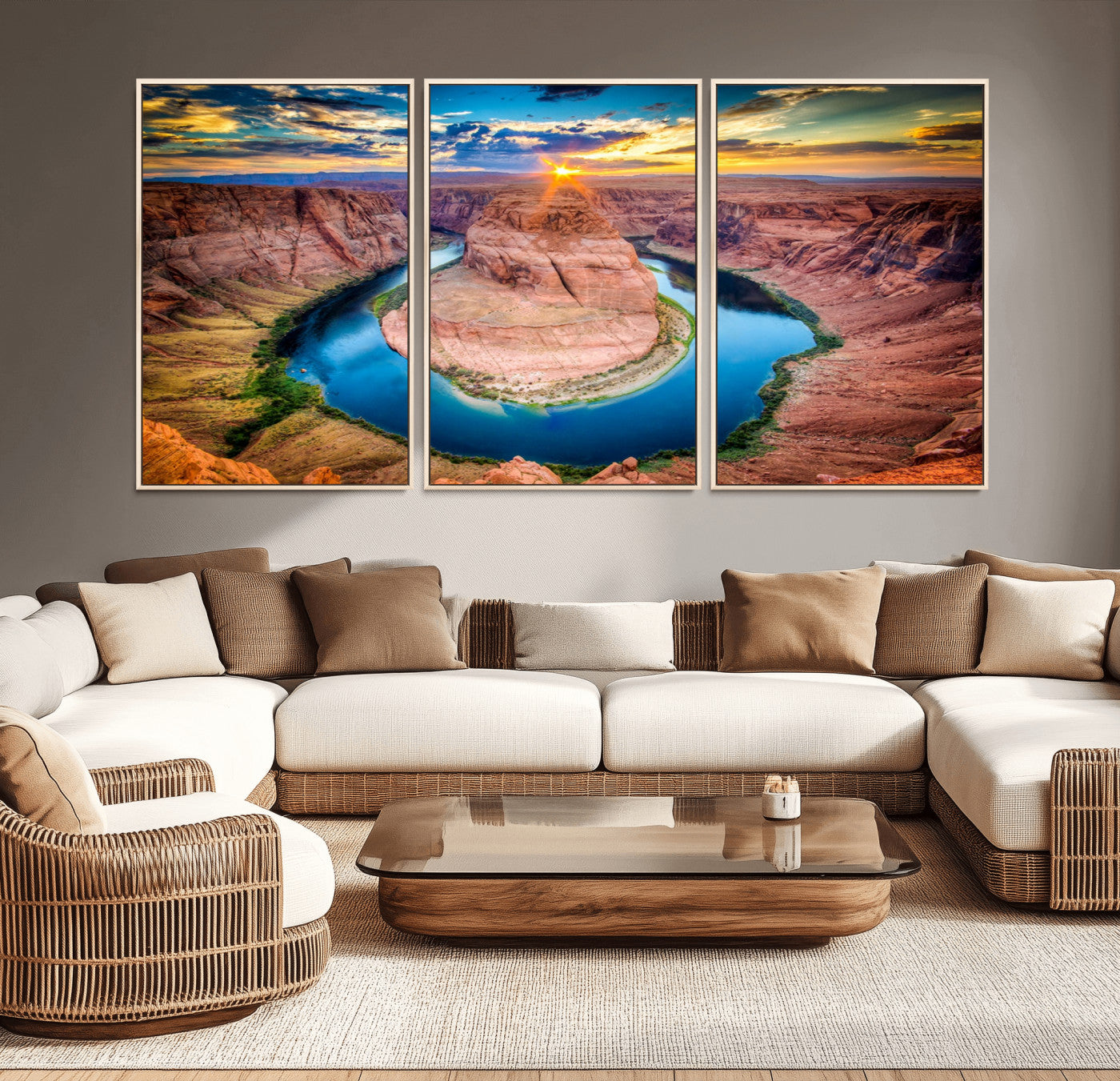 80407-MGV-CV-36X24-Sunset on the Horseshoe Bend Grand Canyon, Horseshoe Bend Grand Canyon Canvas Wall Art Print