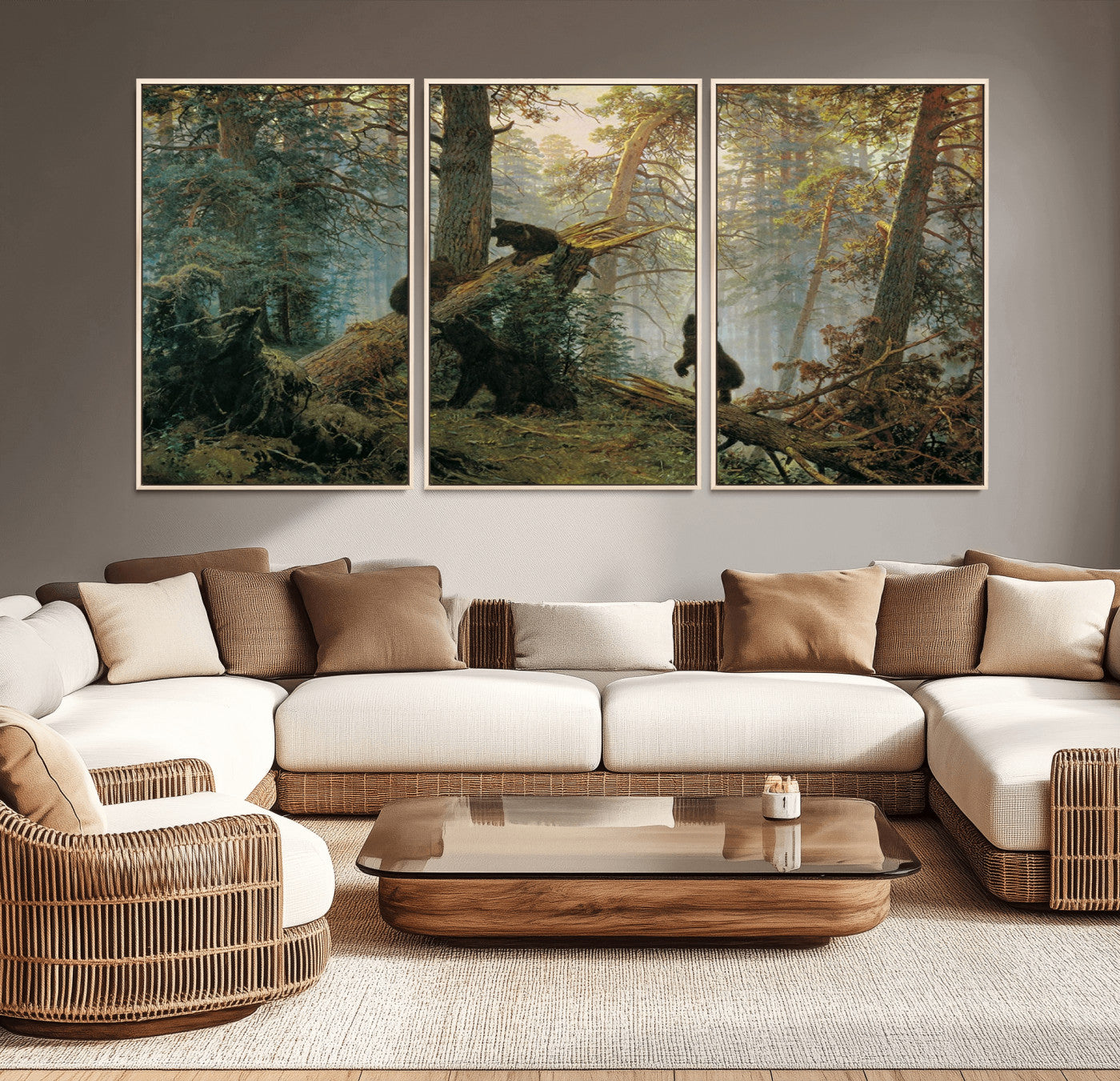 MGV-FC-60X30-3P - Grizzly Bear Cubs Wall Art Canvas Print