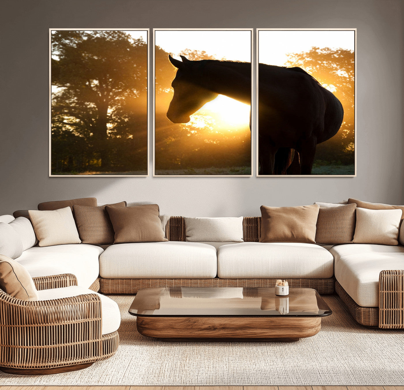 MGV-FC-60X30-3P - Horse at Sunset Wall Art Animal Canvas Print