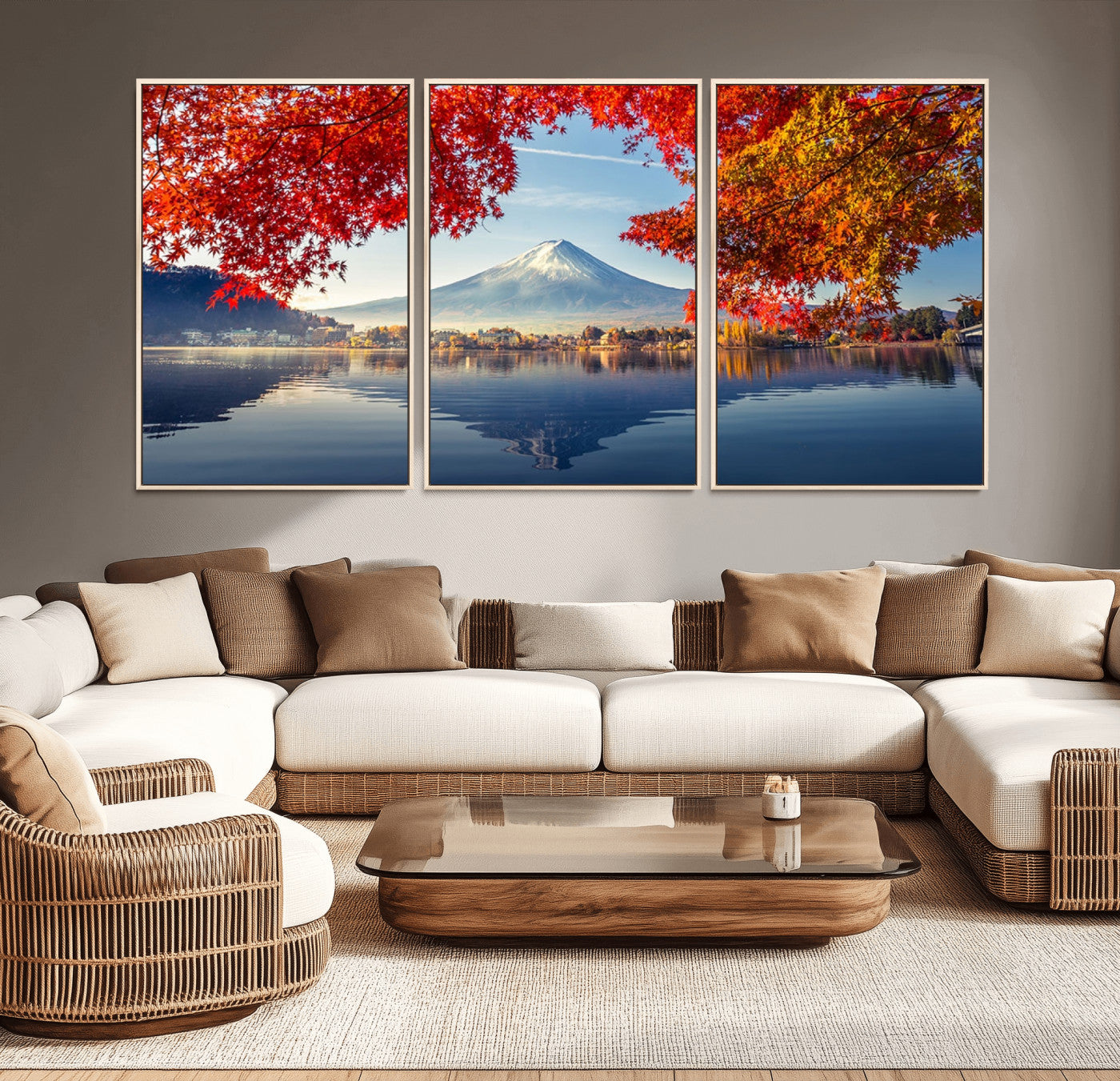 26428-MGV-CV-36X24-Mount Fuji Canvas Wall Art Japan Autumn Mountain Canvas Print Wall Art