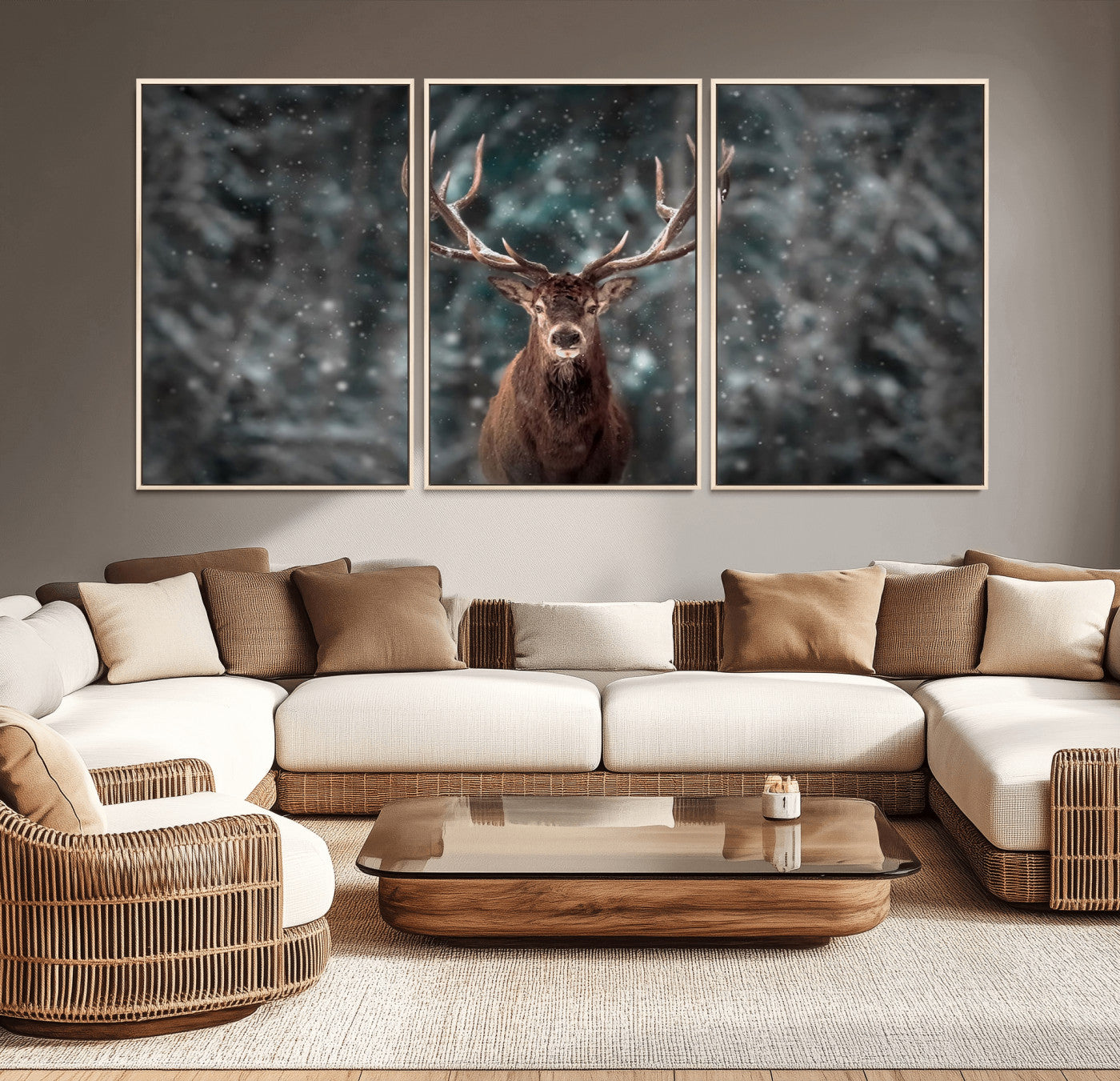 77011-MGV-CV-36X24-Wall Art Deer Art Animal Canvas, Framed Wall Art Deer Canvas Print