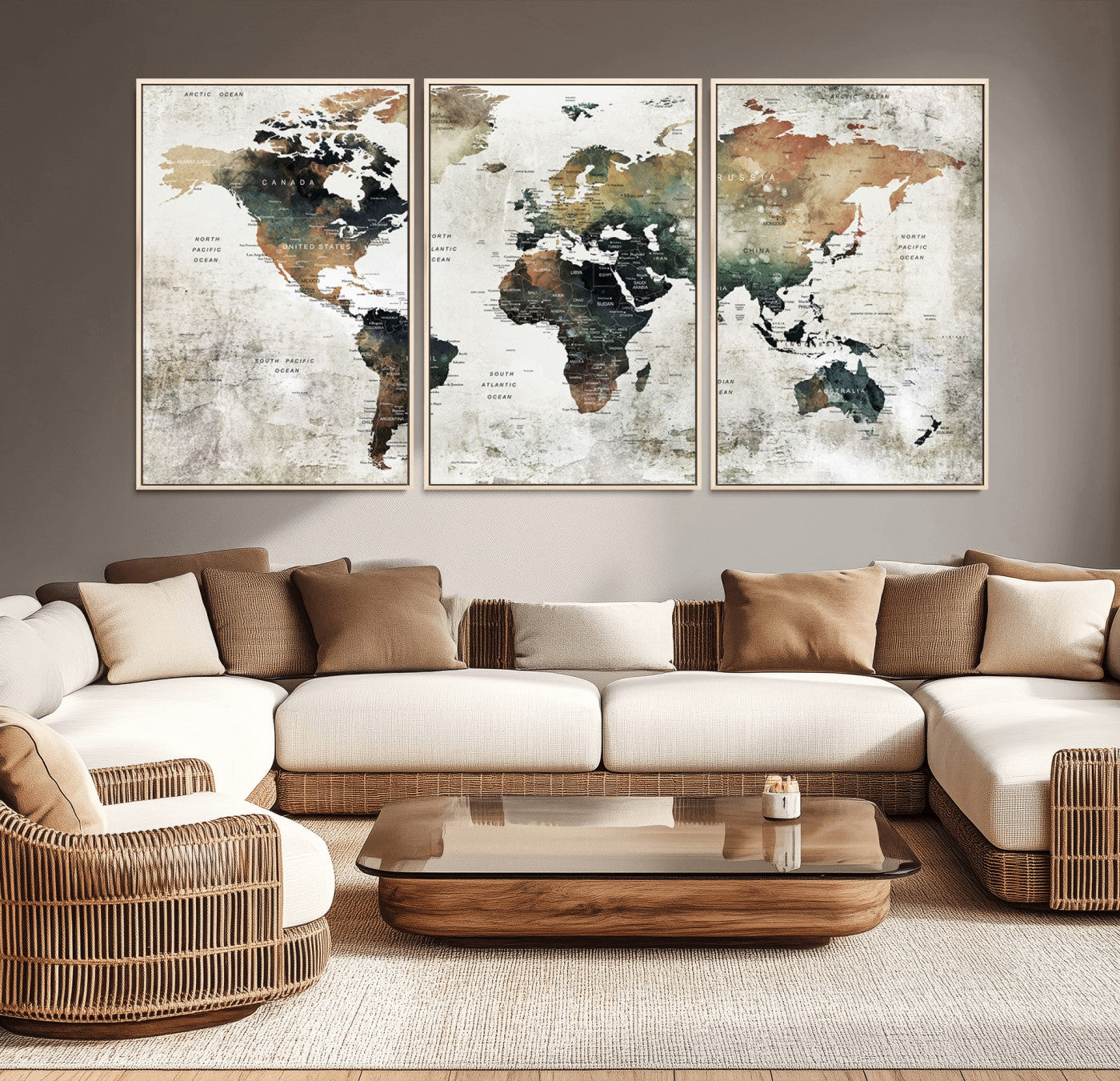 19444-MGV-CV-36X24-Push Pin World Map Canvas Print – Travel Tracker Wall Art for Couples, Perfect Anniversary Gift for Home or Office Decor