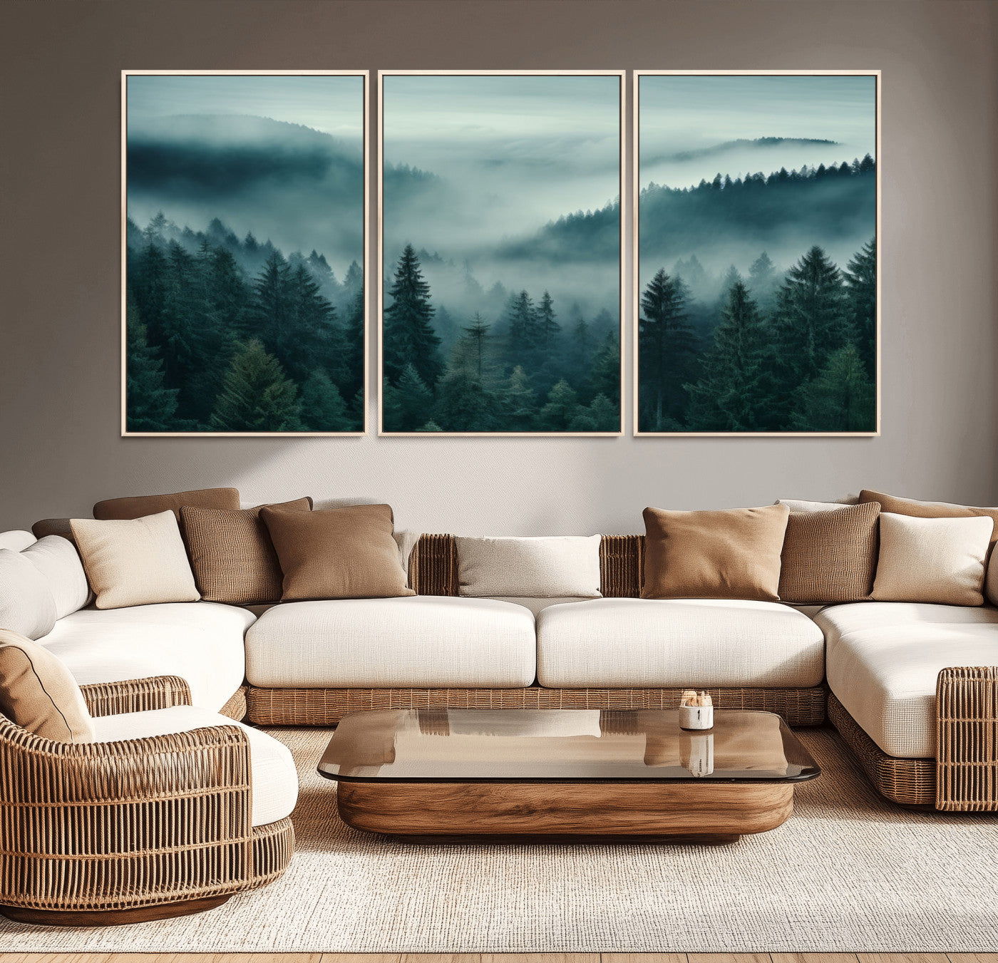 72040-MGV-CV-36X24-Captivating Misty Foggy Forest Wall Art Premium Canvas Print