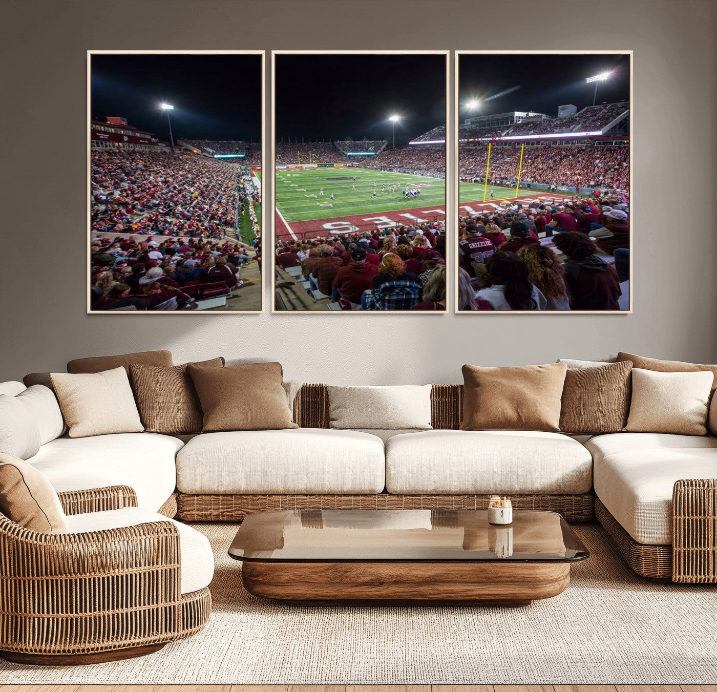 56191-MGV-CV-36X24-American Football Wall Art Canvas Print Framed Stadium Sport Wall Art Print Iconic Game Day Decor for Home, Office