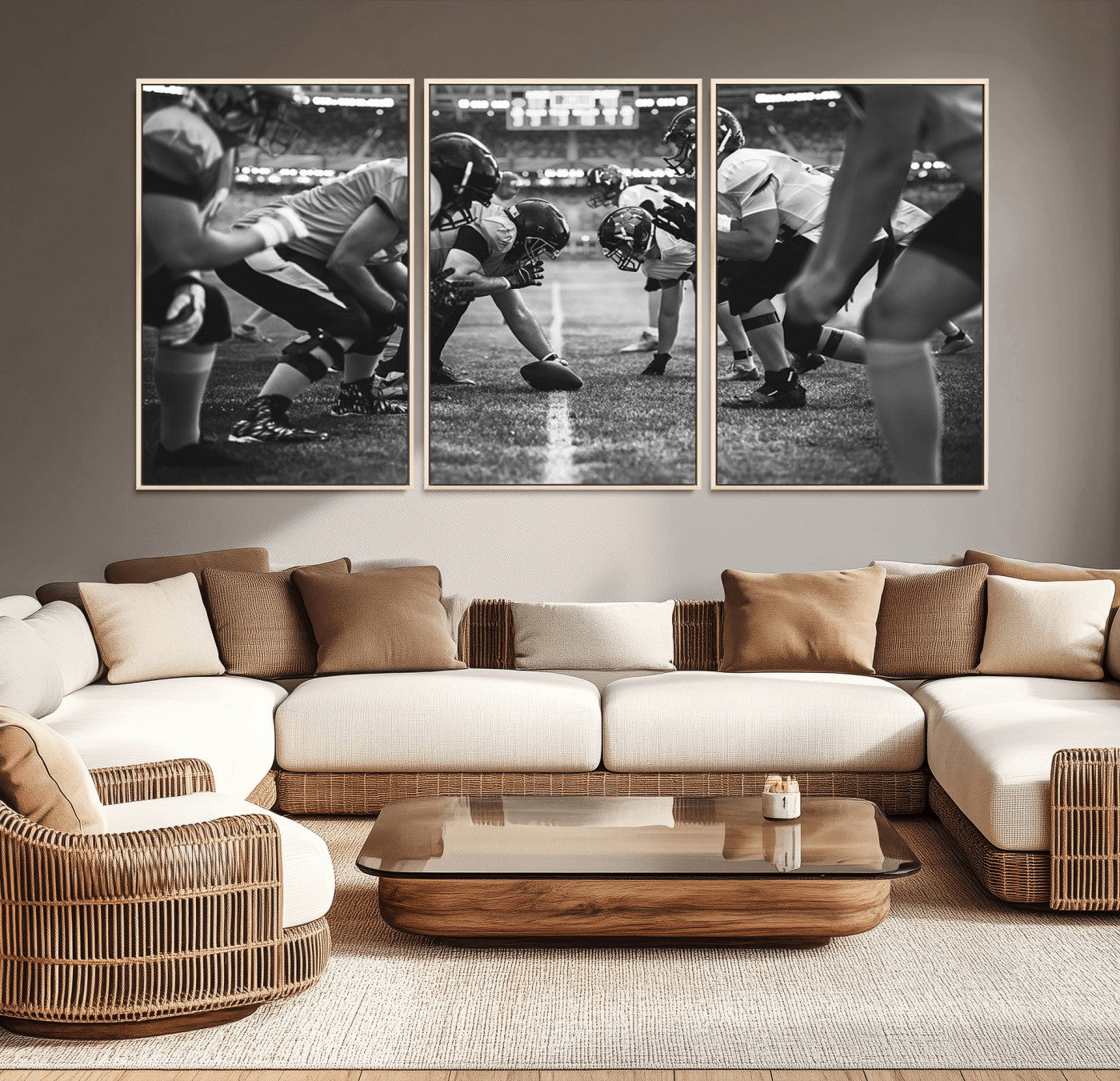 13273-MGV-CV-36X24-American Football Wall Art Canvas Print Framed Stadium Sport Wall Art Iconic Game Day Decor for Home, Office