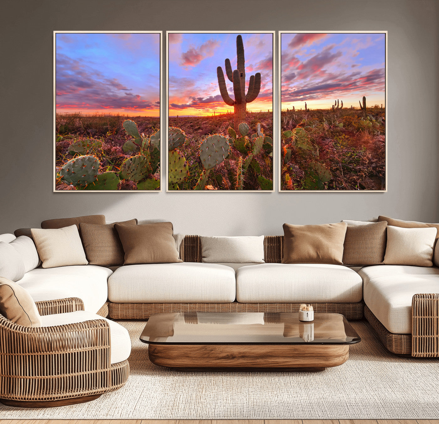 MGV-FC-60X30-3P - Arizona Desert Sunset Wall Art Canvas Print
