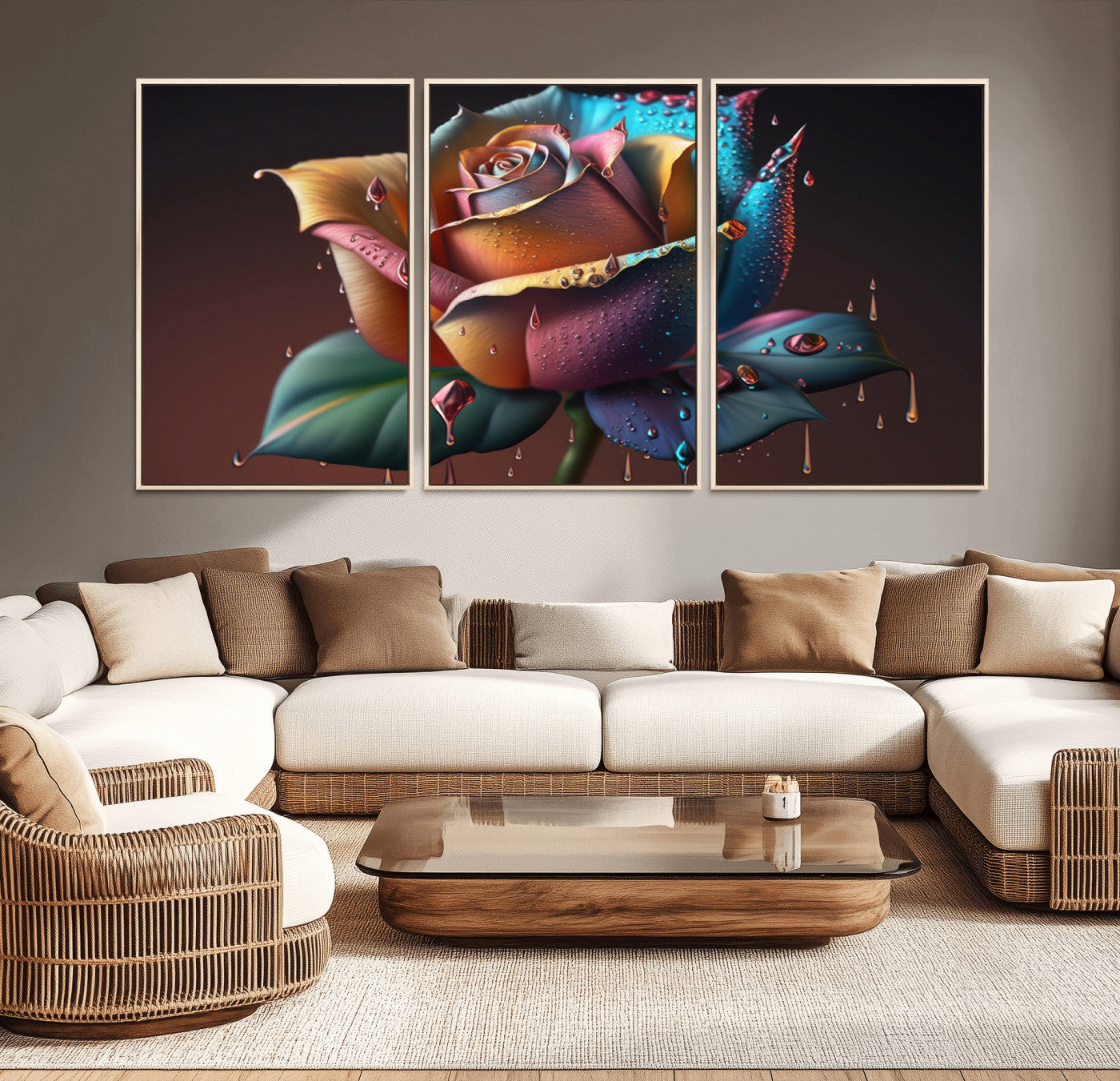 MGV-FC-60X30-3P - Abstract Rose Wall Art Canvas Print