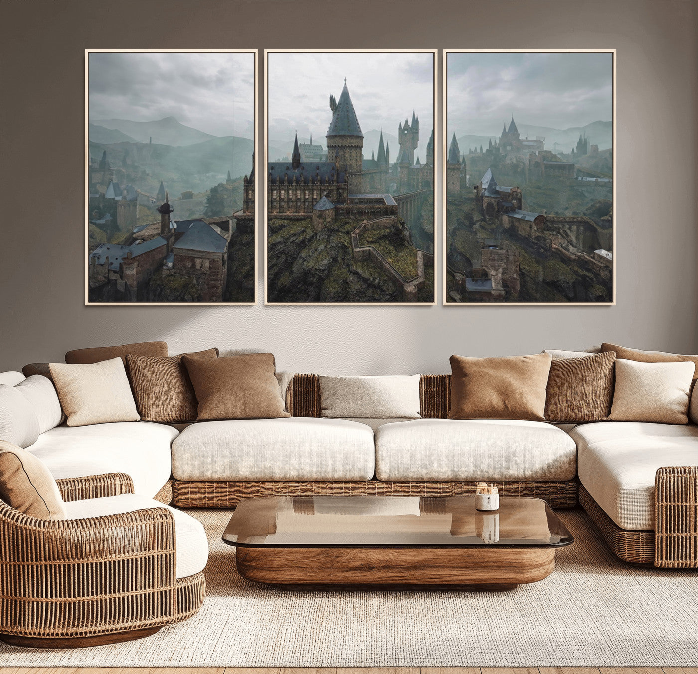 MGV-FC-60X30-3P - Disney Castle Wall Art Canvas Print, Living Kids Home Room Decor Art Print