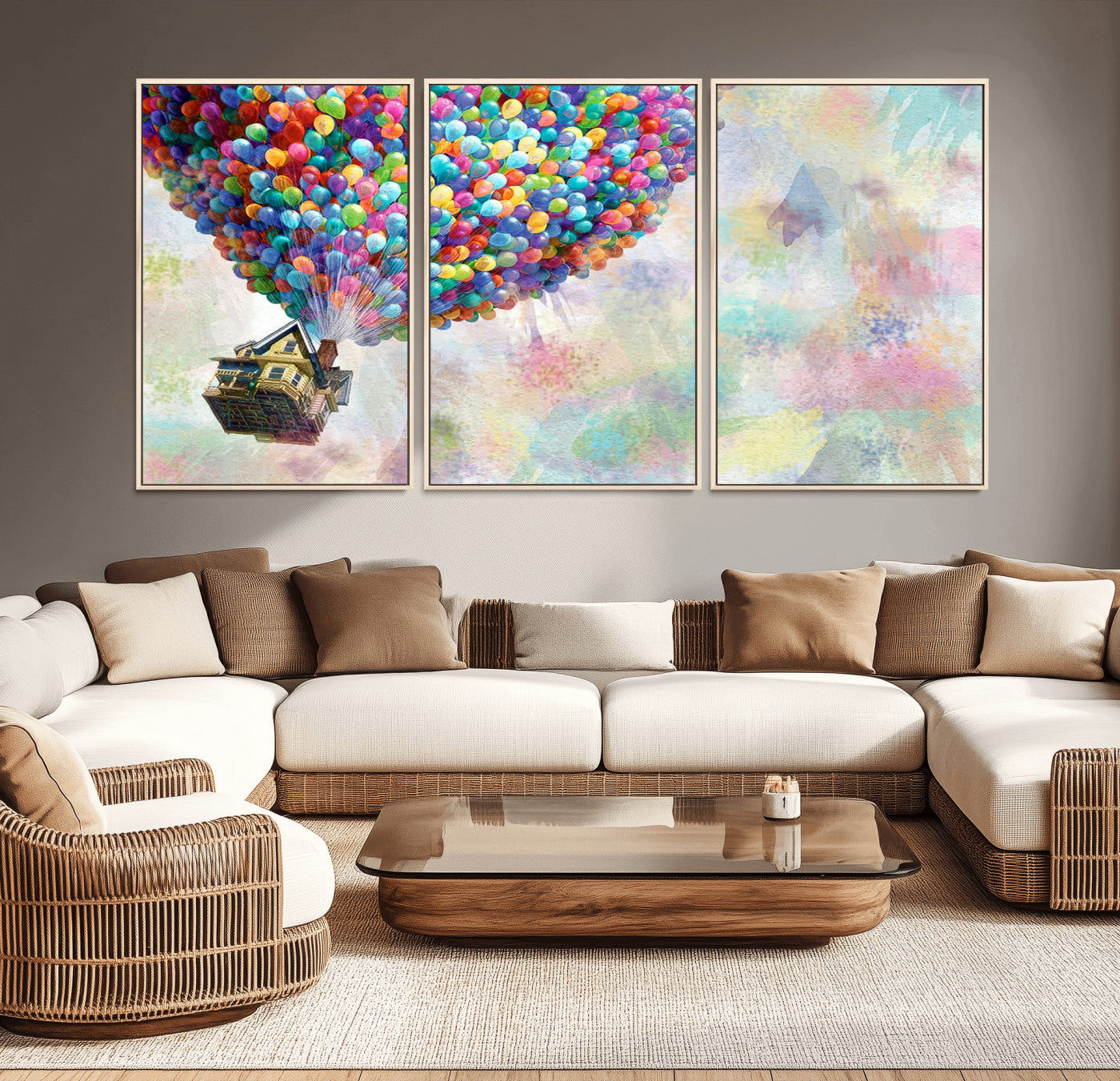 MGV-FC-60X30-3P - Up Pixar Poster, Look Up Pixar Wall Art, Up Pixar Canvas, Kids Play Game Room Decor Wall Art