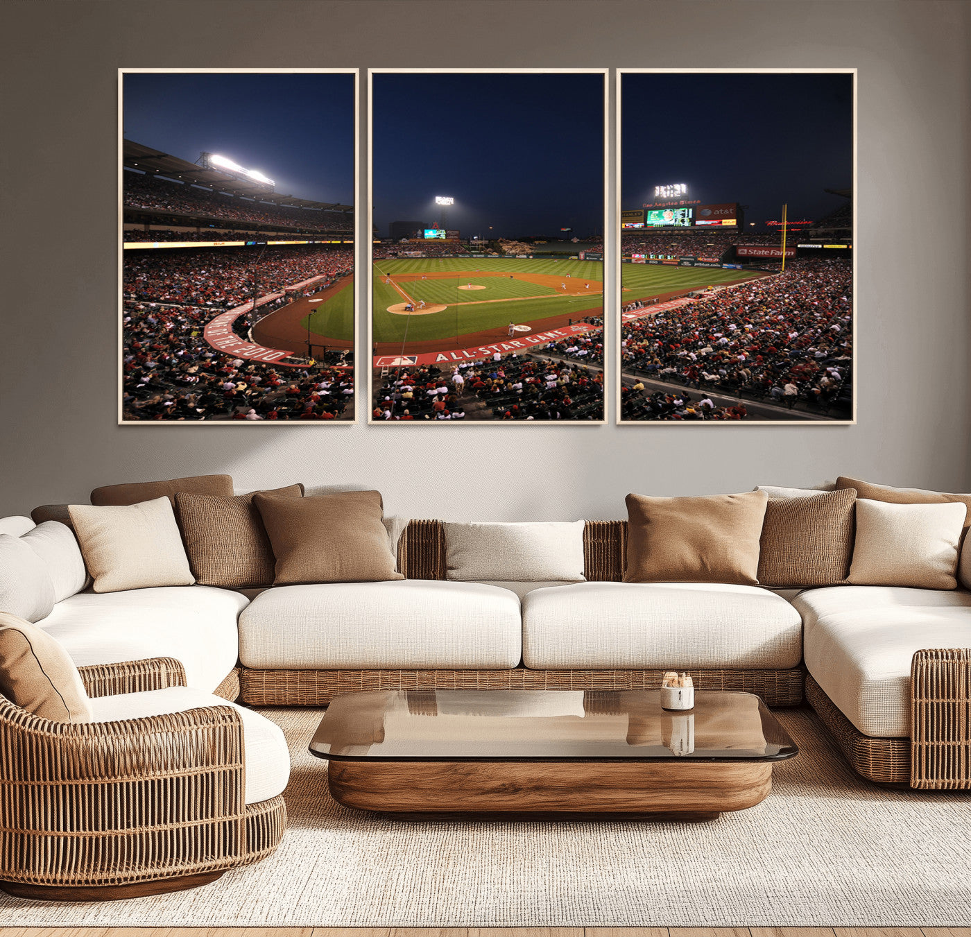 MGV-FC-60X30-3P - Los Angeles Angels Baseball Team Print - Anaheim Angel Stadium Wall Art Canvas Print