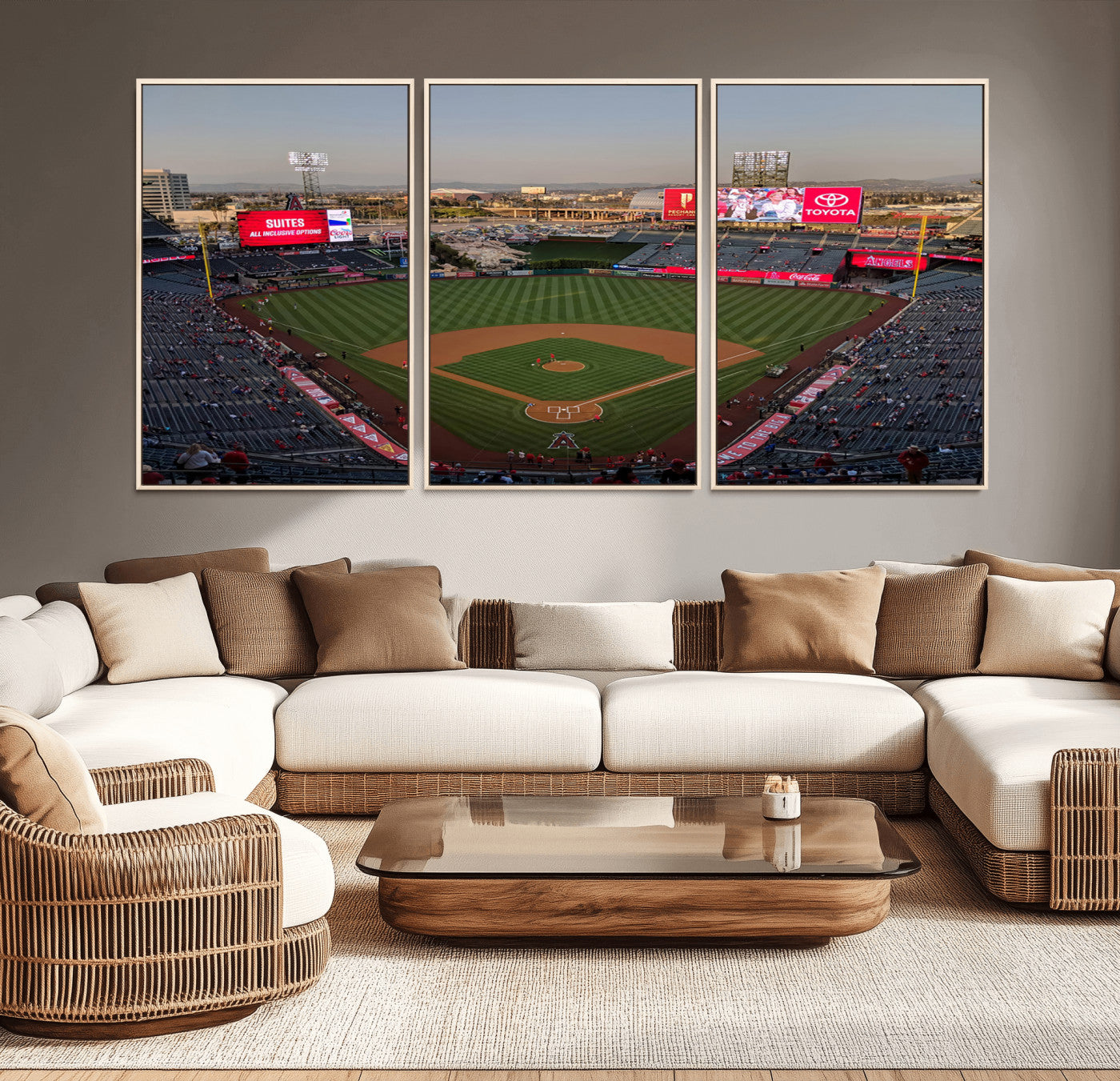 MGV-FC-60X30-3P - Los Angeles Angels Baseball Canvas Print - Anaheim Angel Stadium Wall Art Canvas Print